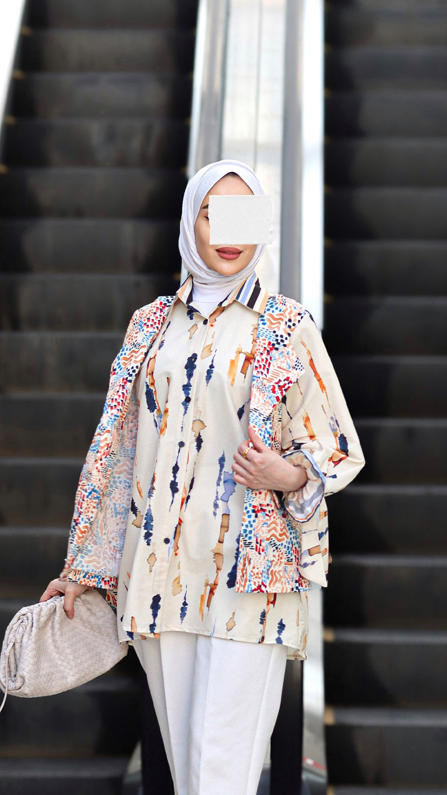 Abstract Print Poplin Shirt