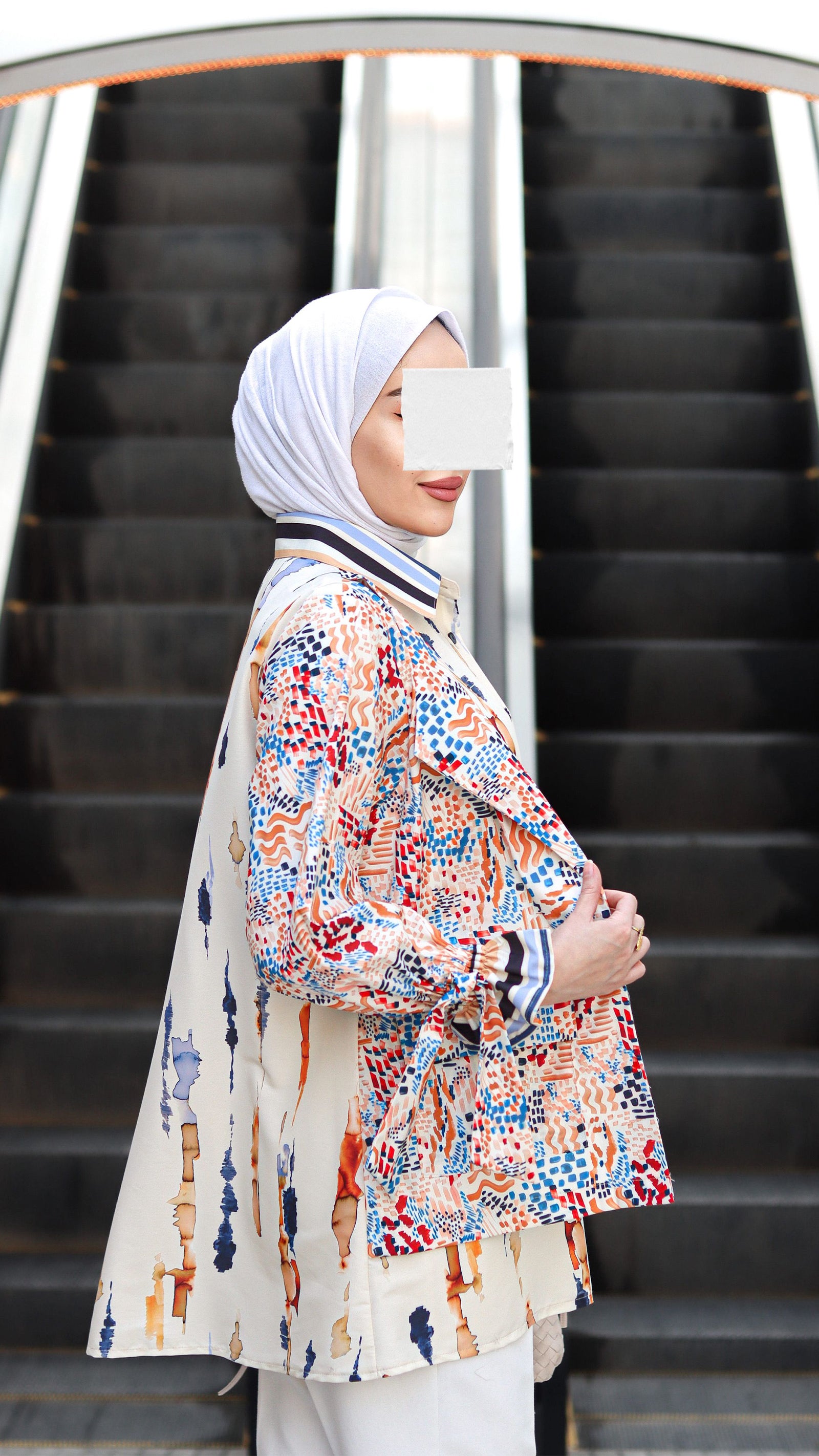 Abstract Print Poplin Shirt
