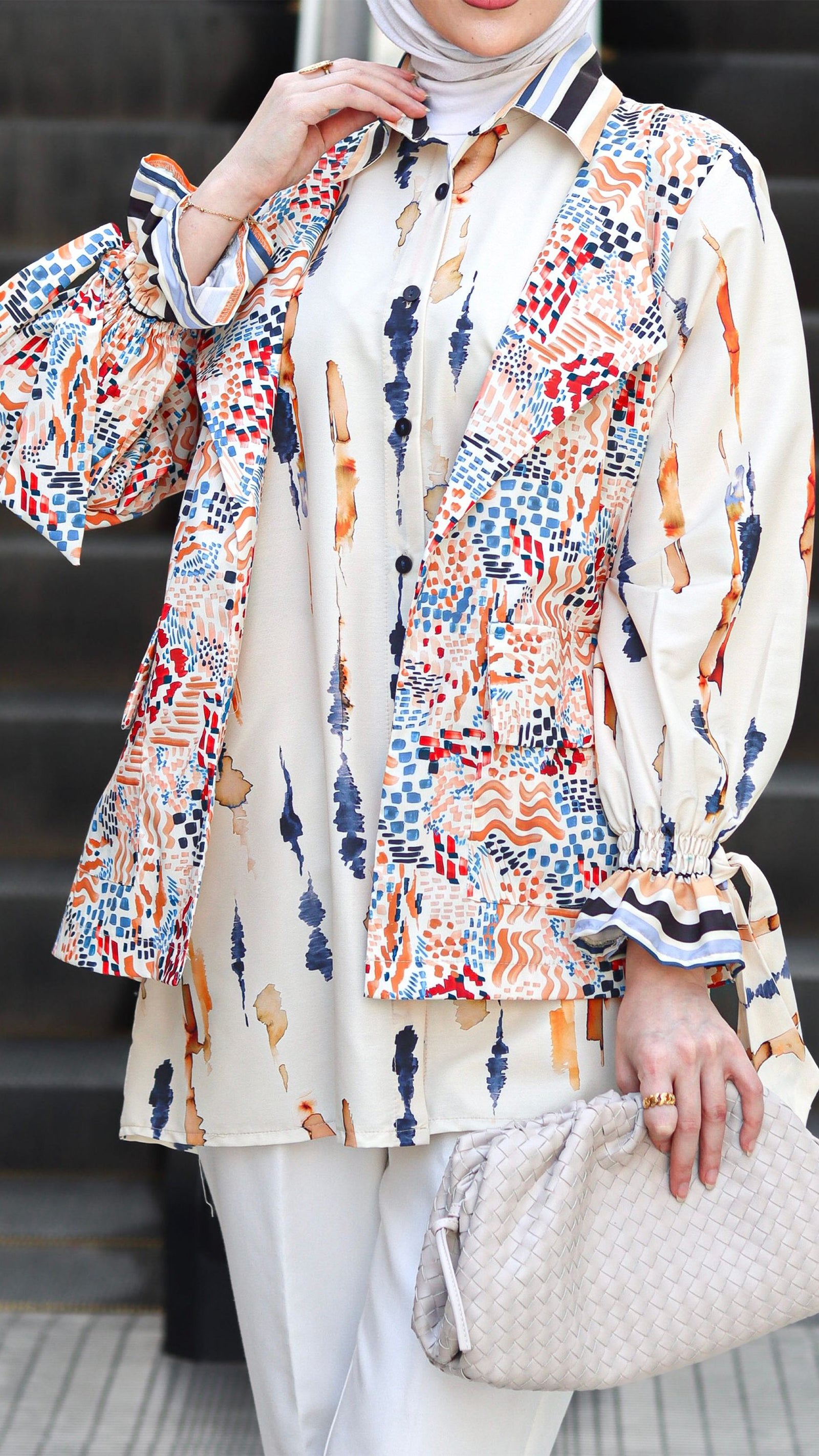 Abstract Print Poplin Shirt