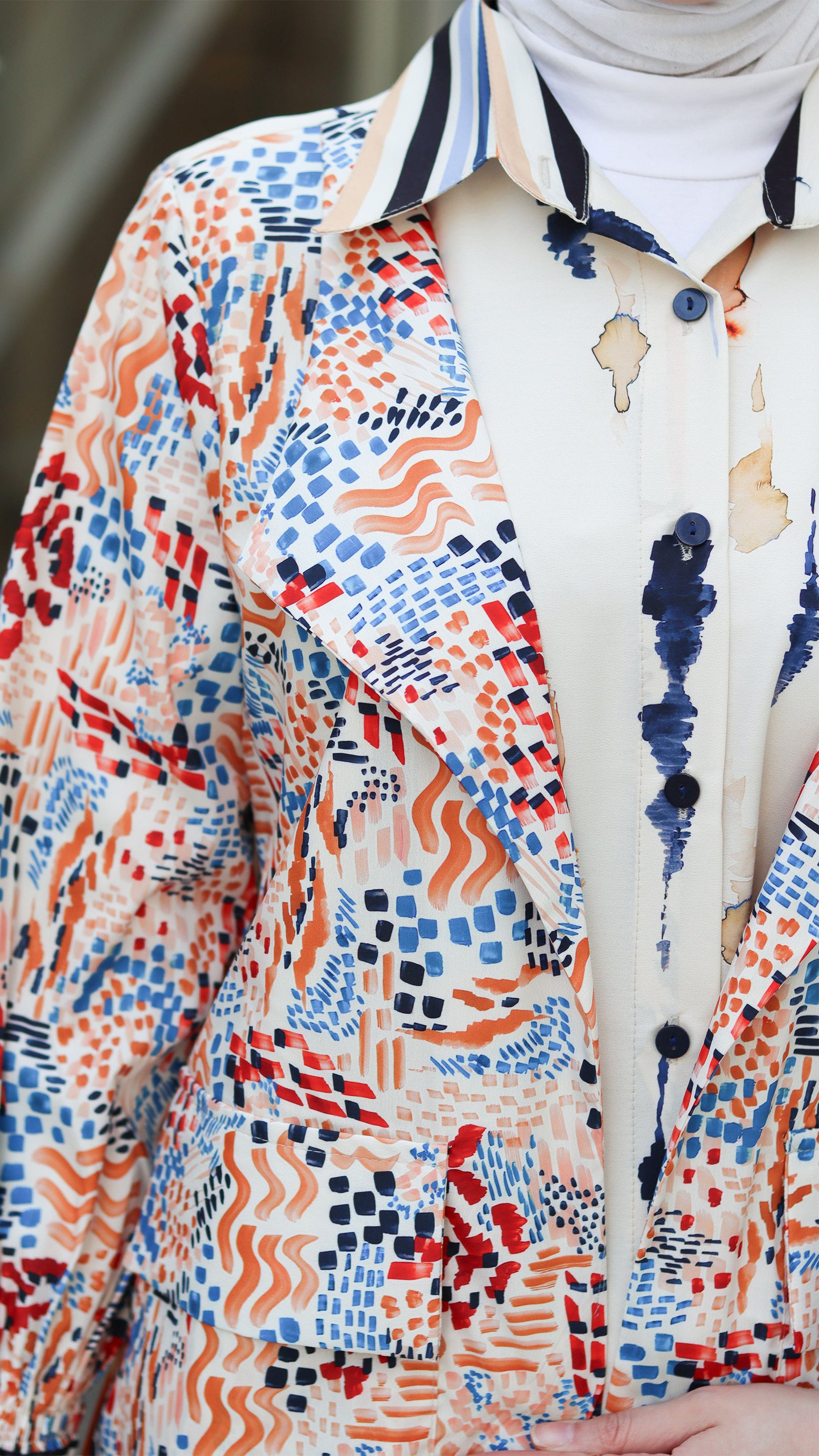 Abstract Print Poplin Shirt
