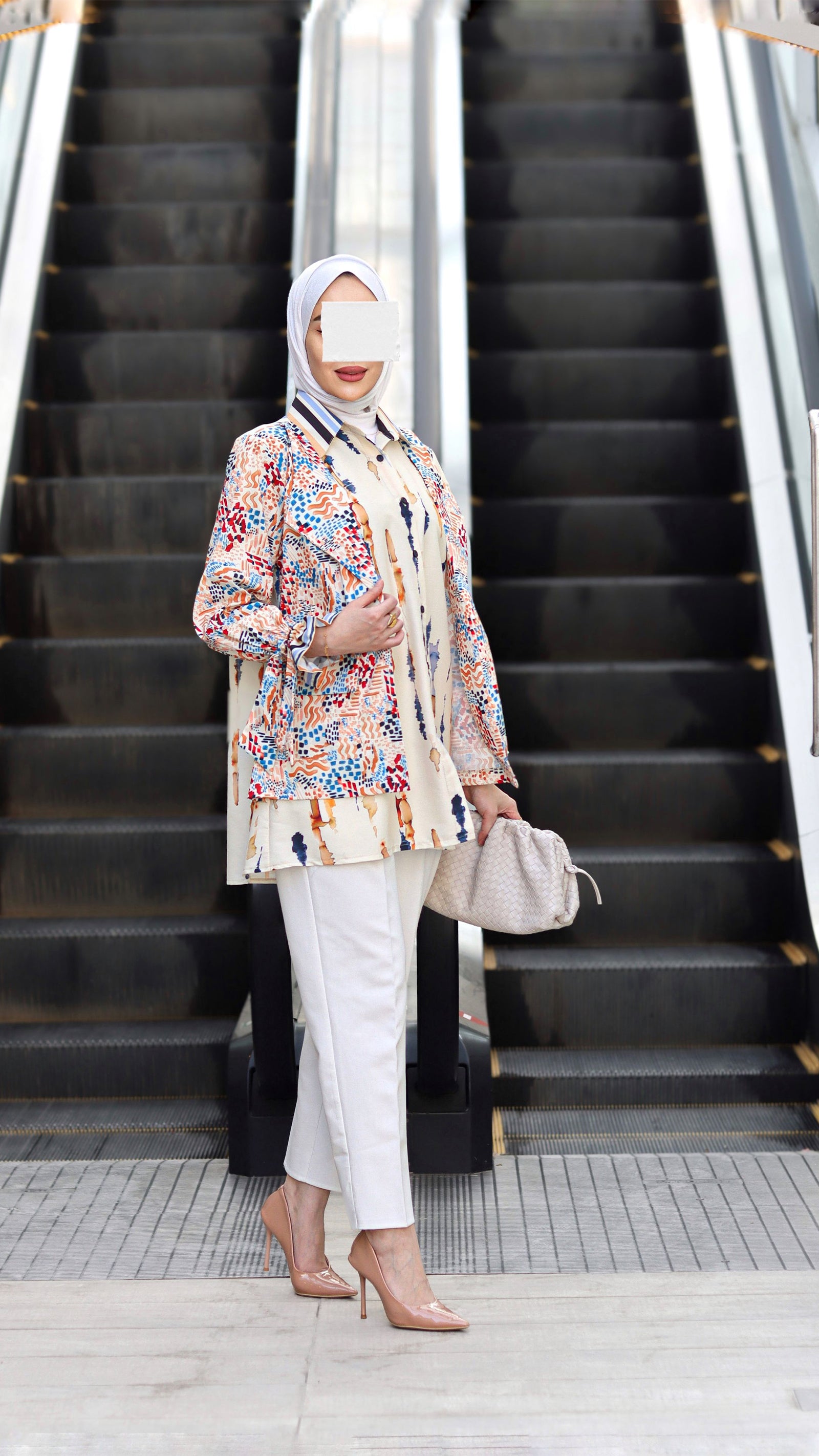 Abstract Print Poplin Shirt