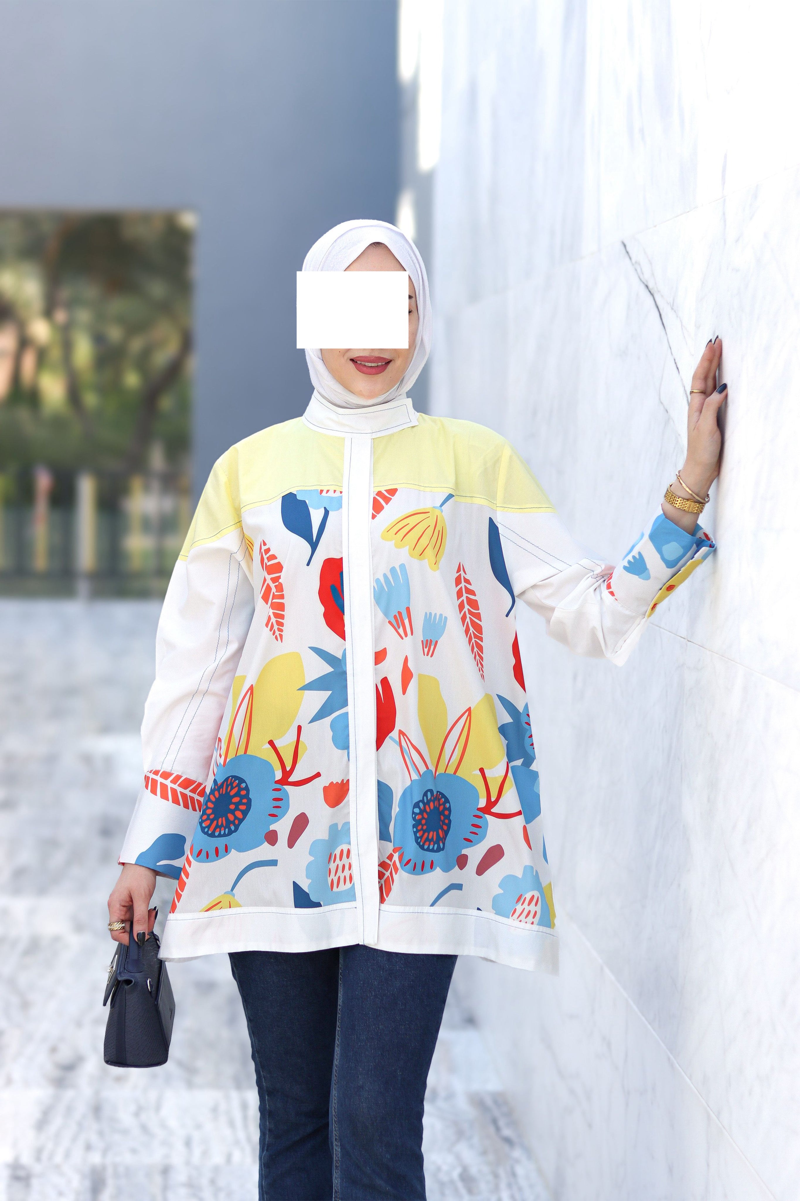 Colorblock Floral Poplin Shirt