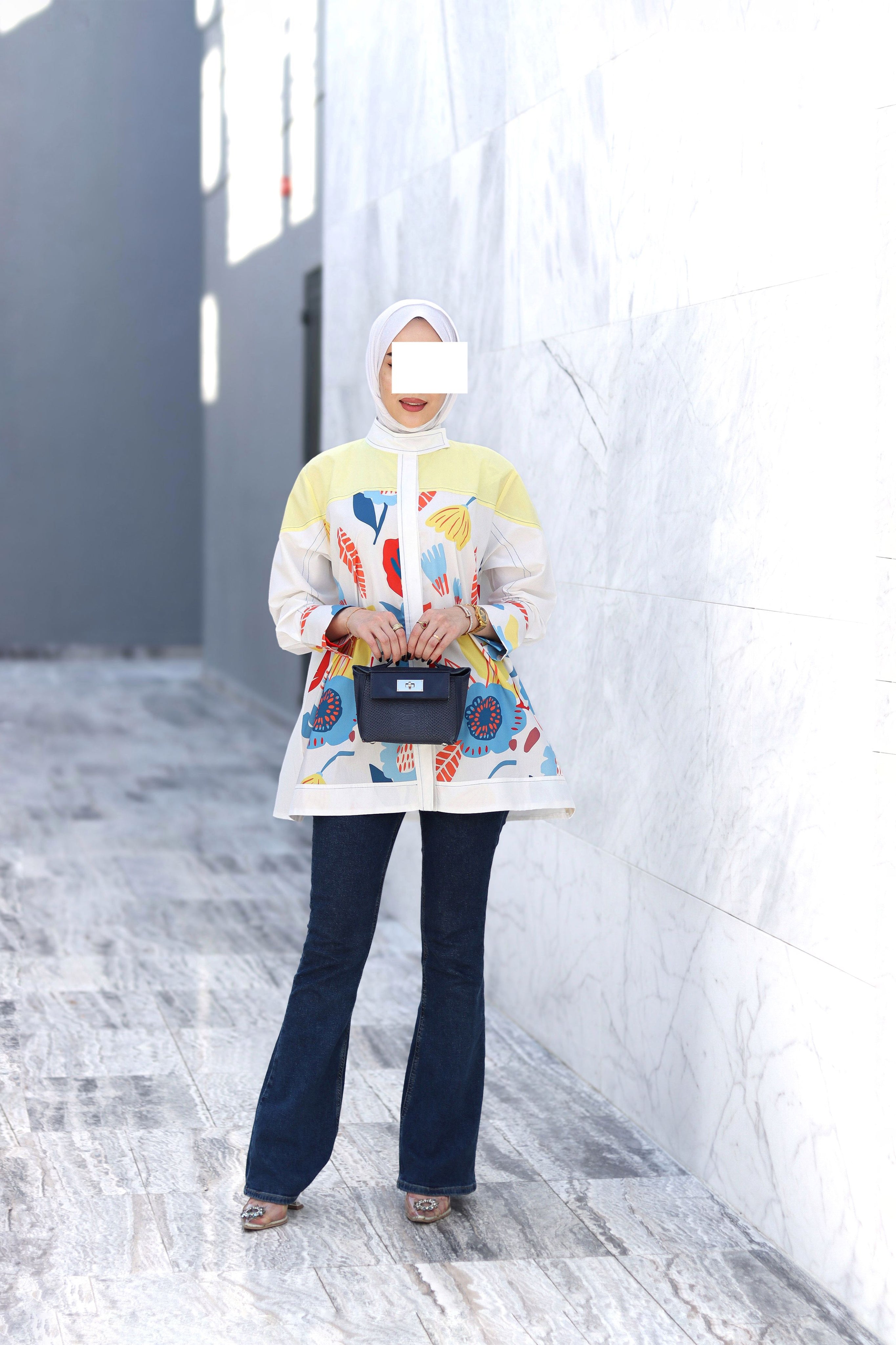 Colorblock Floral Poplin Shirt