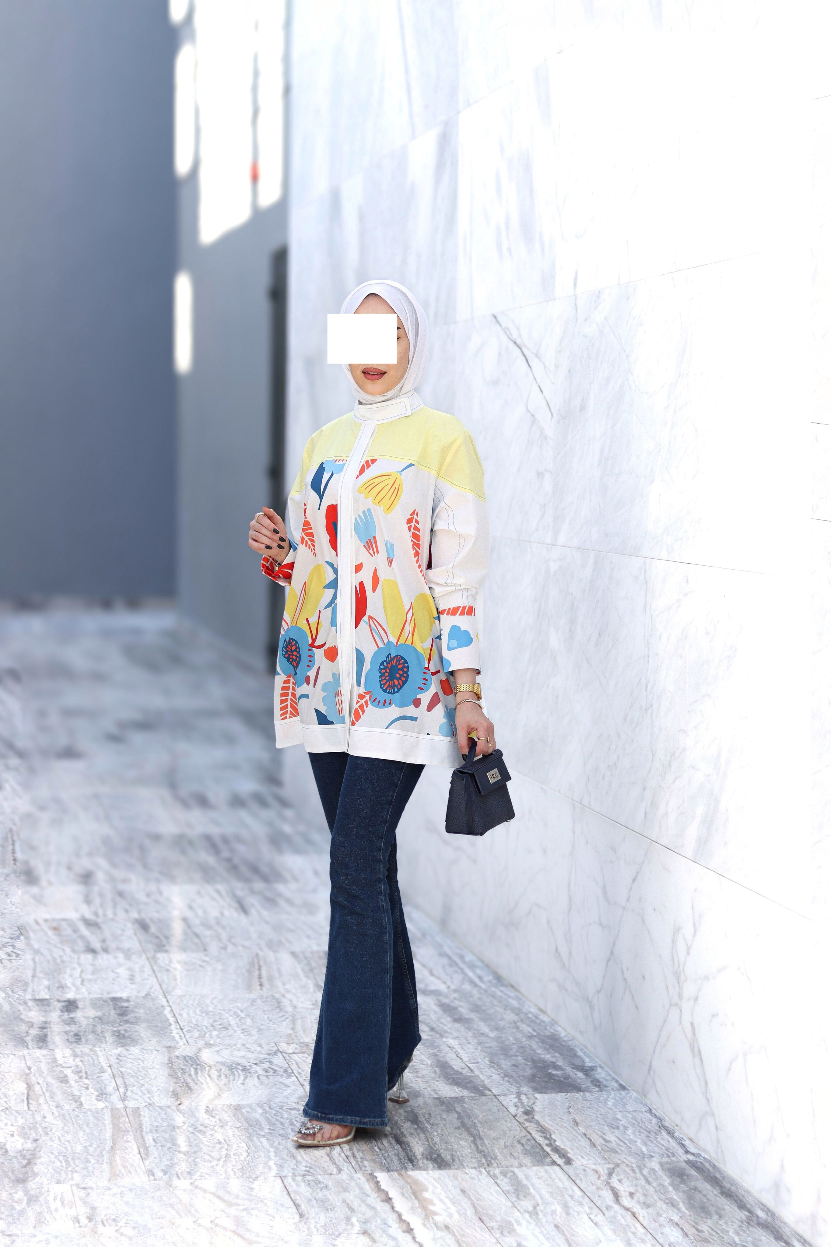 Colorblock Floral Poplin Shirt