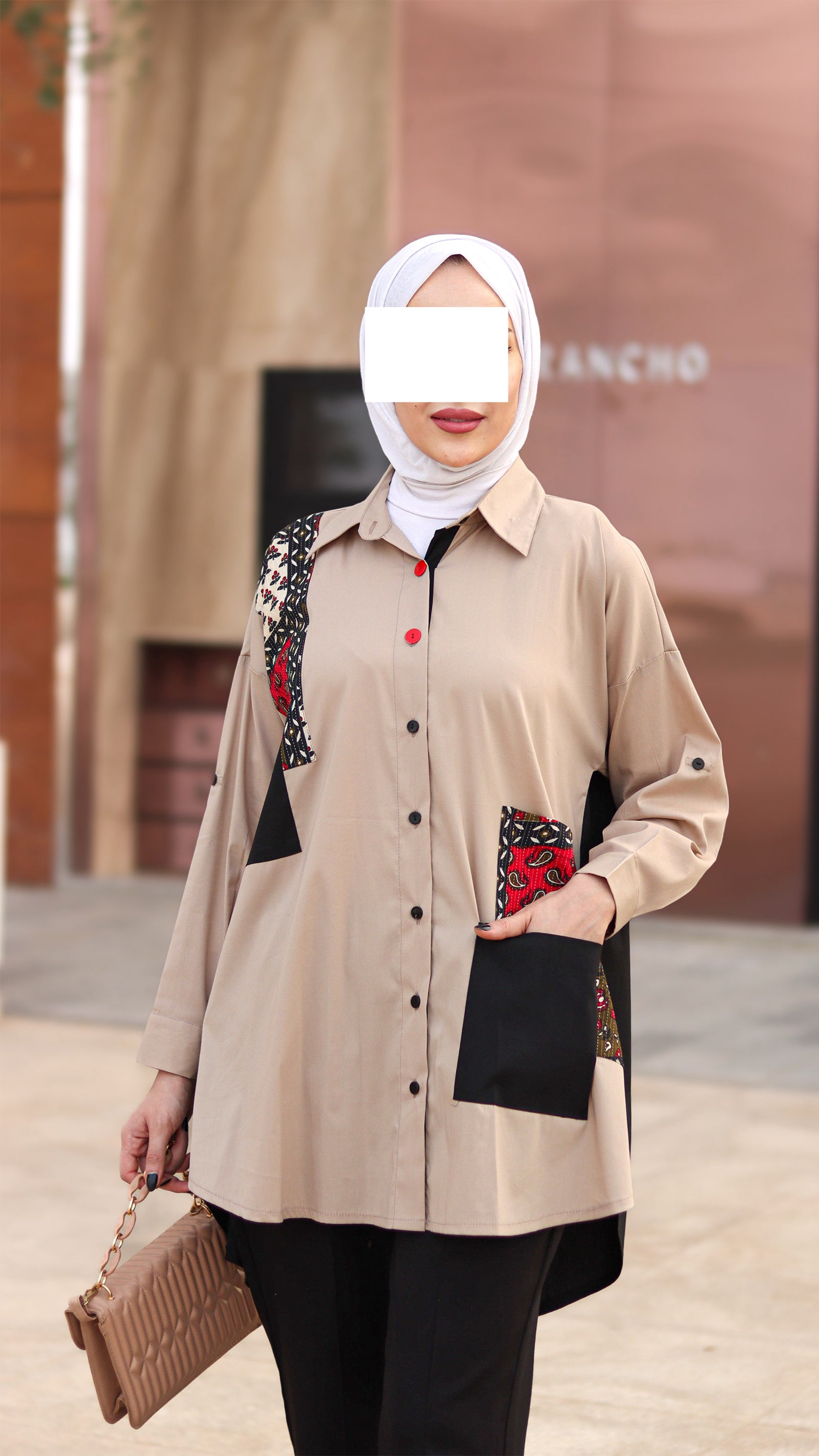 Panel Detail Poplin Shirt