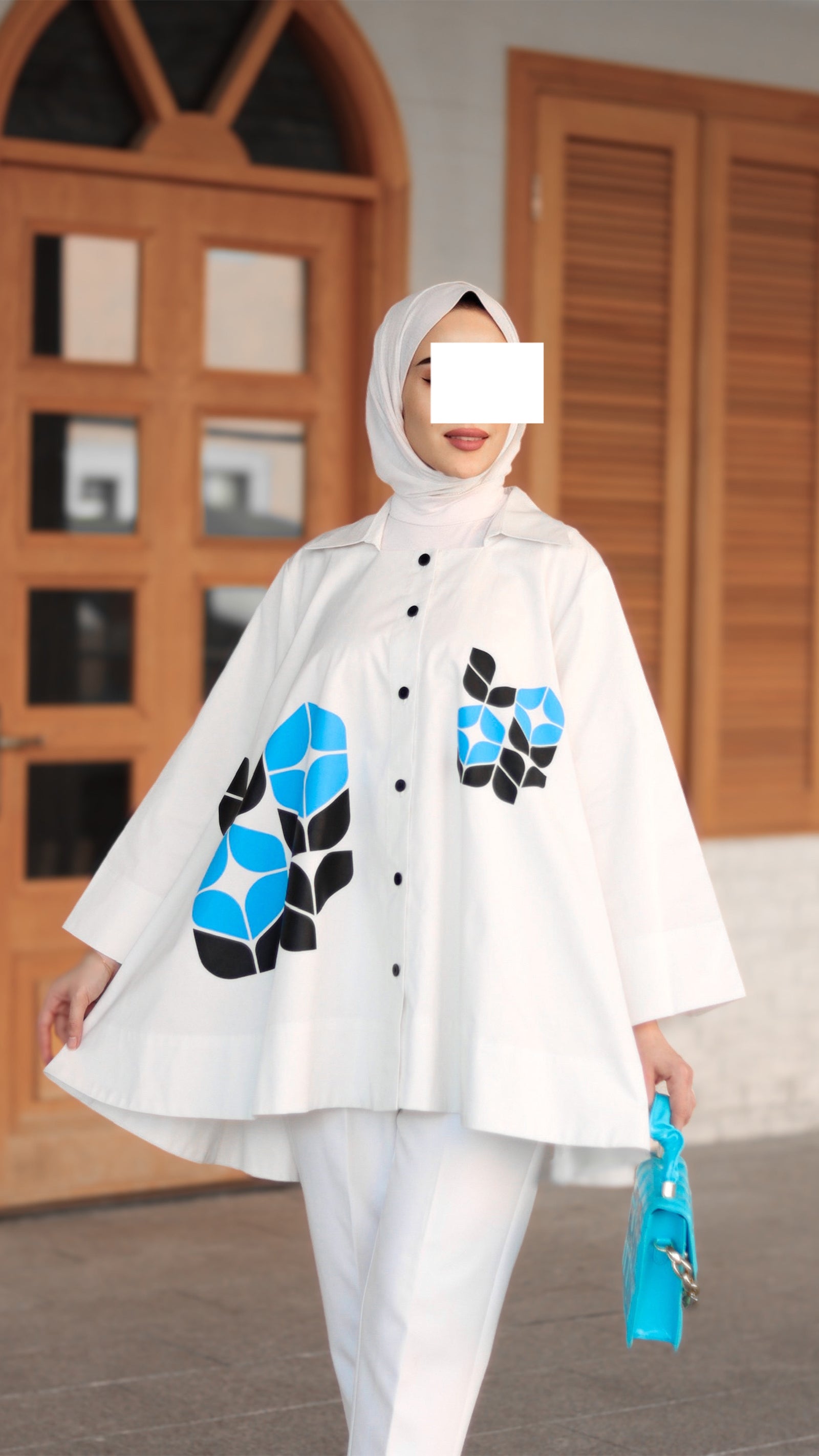 Blue Mosaic Poplin Shirt