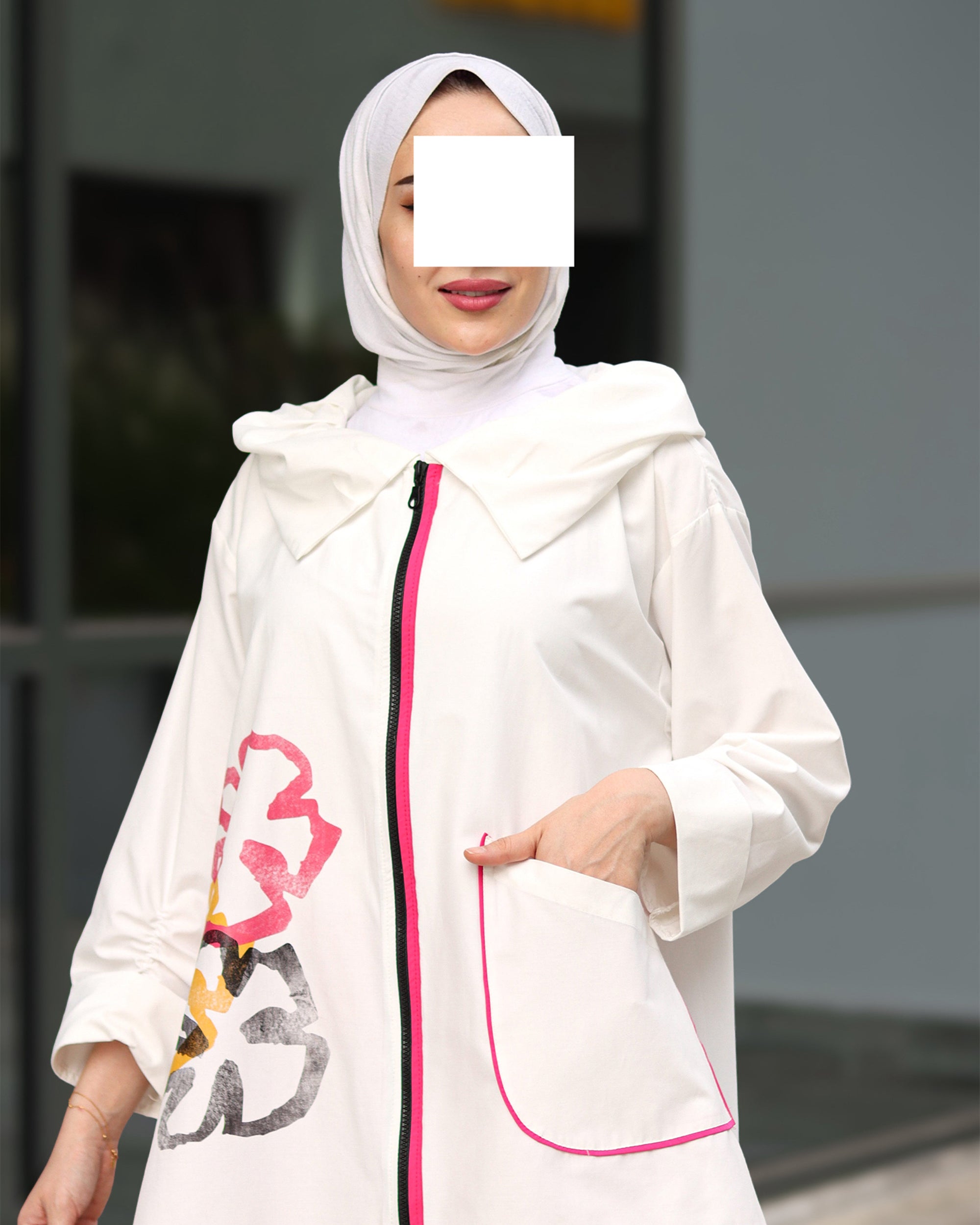 جاكيت بوبلين برسمة الزهور