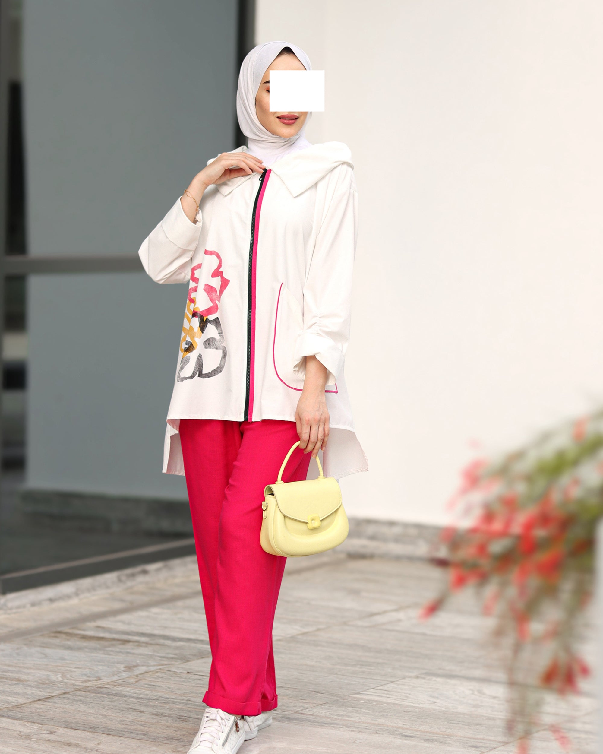 جاكيت بوبلين برسمة الزهور