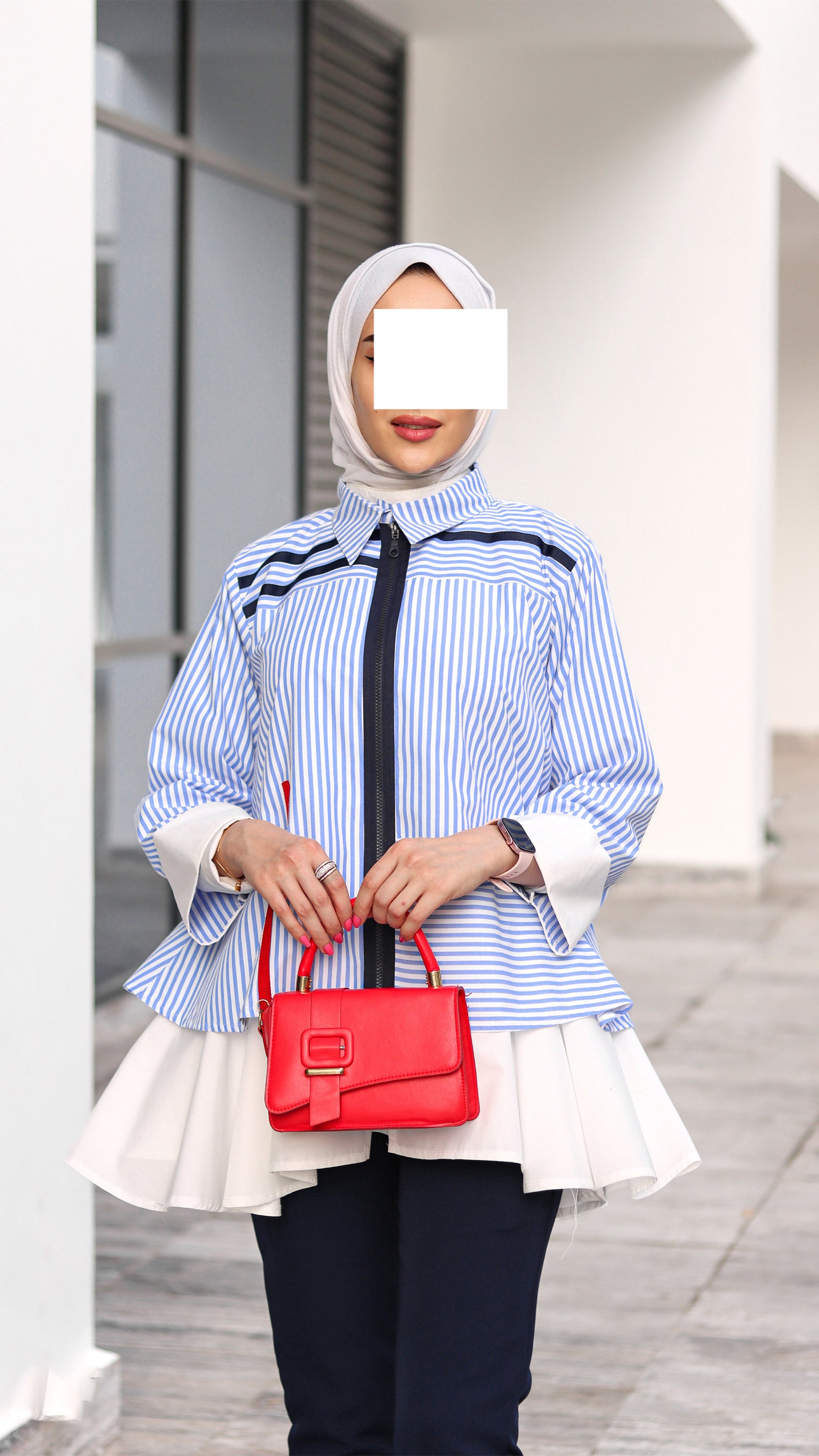 Striped Zip Poplin Jacket