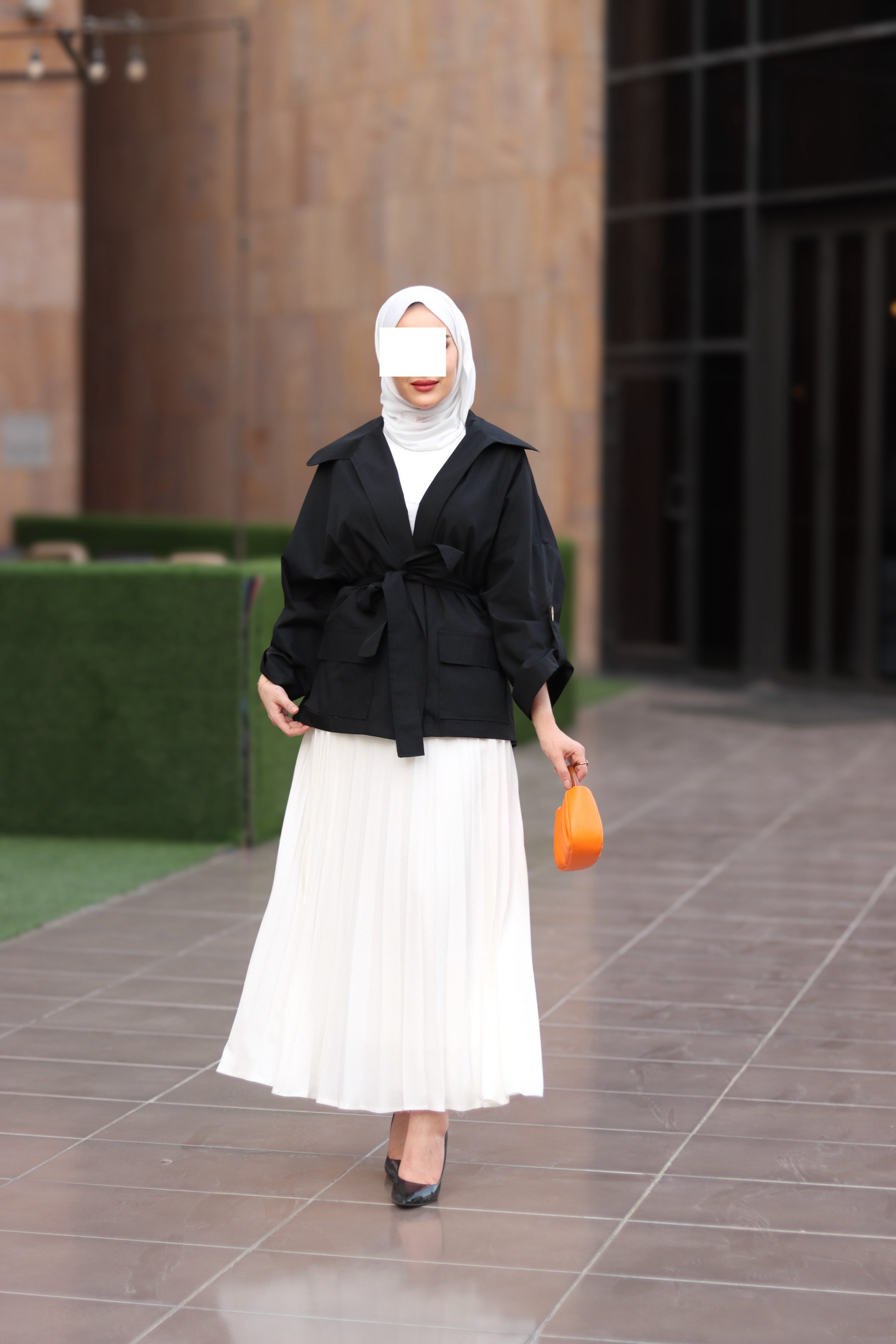Black Belted Poplin Jacket