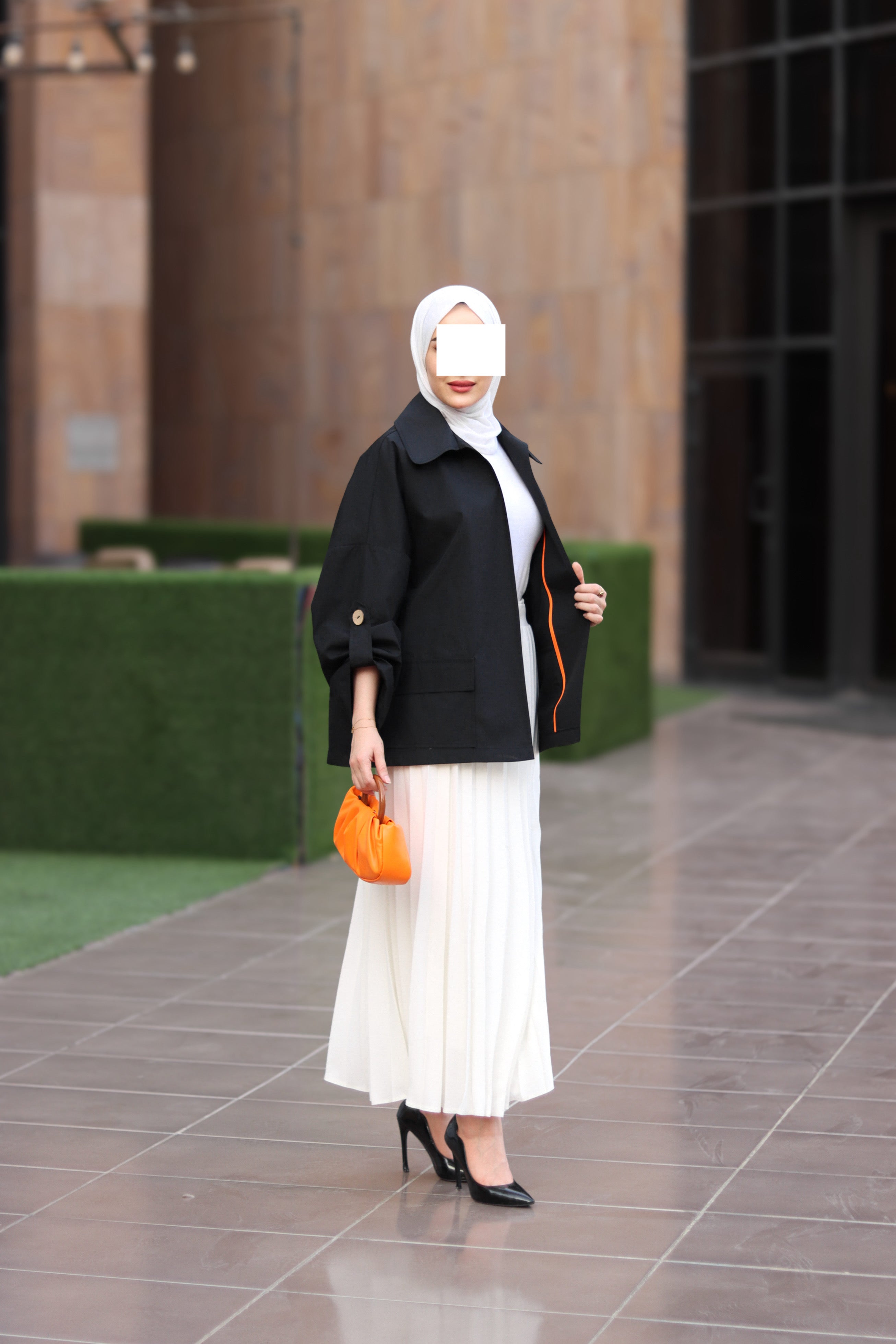 Black Belted Poplin Jacket