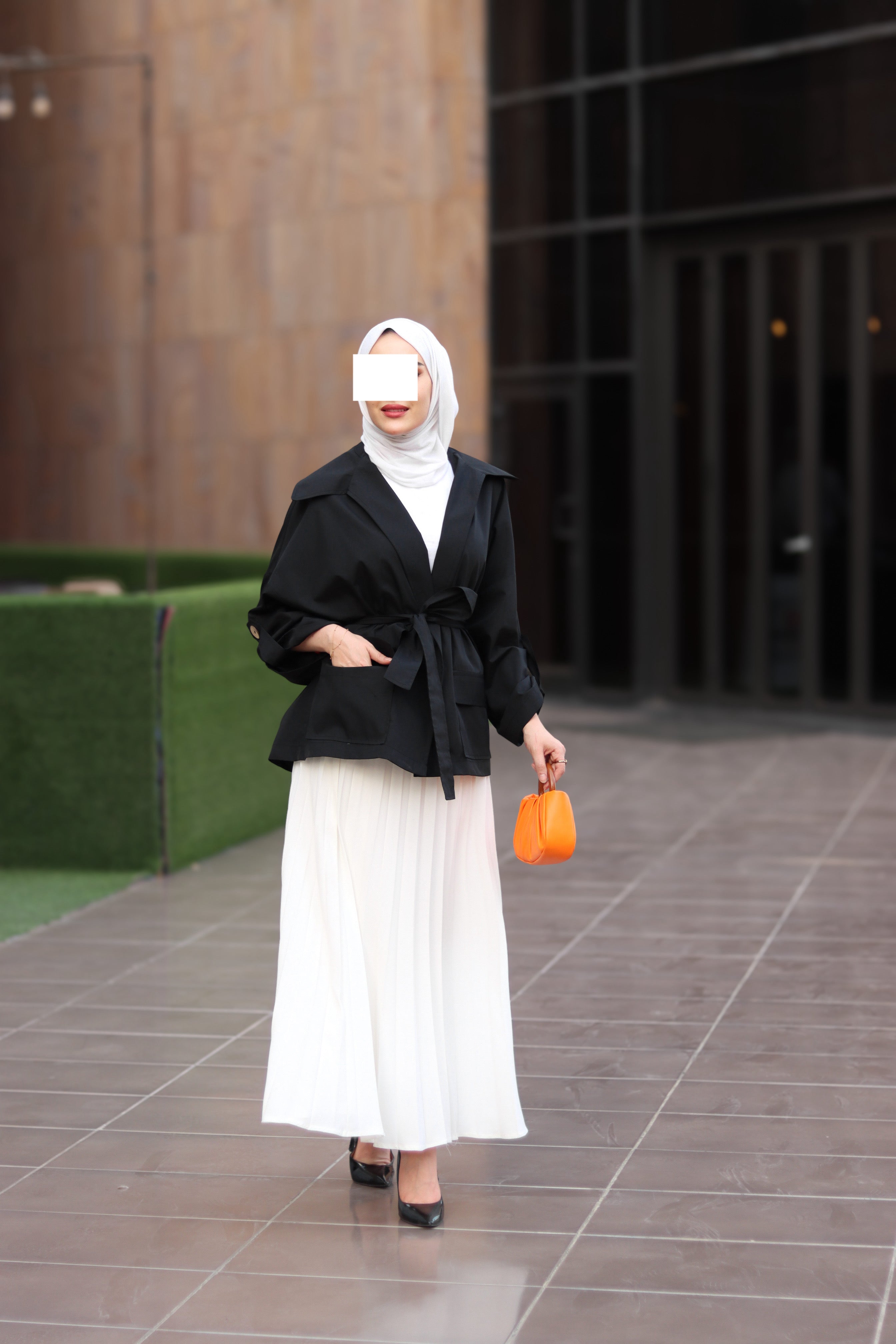 Black Belted Poplin Jacket