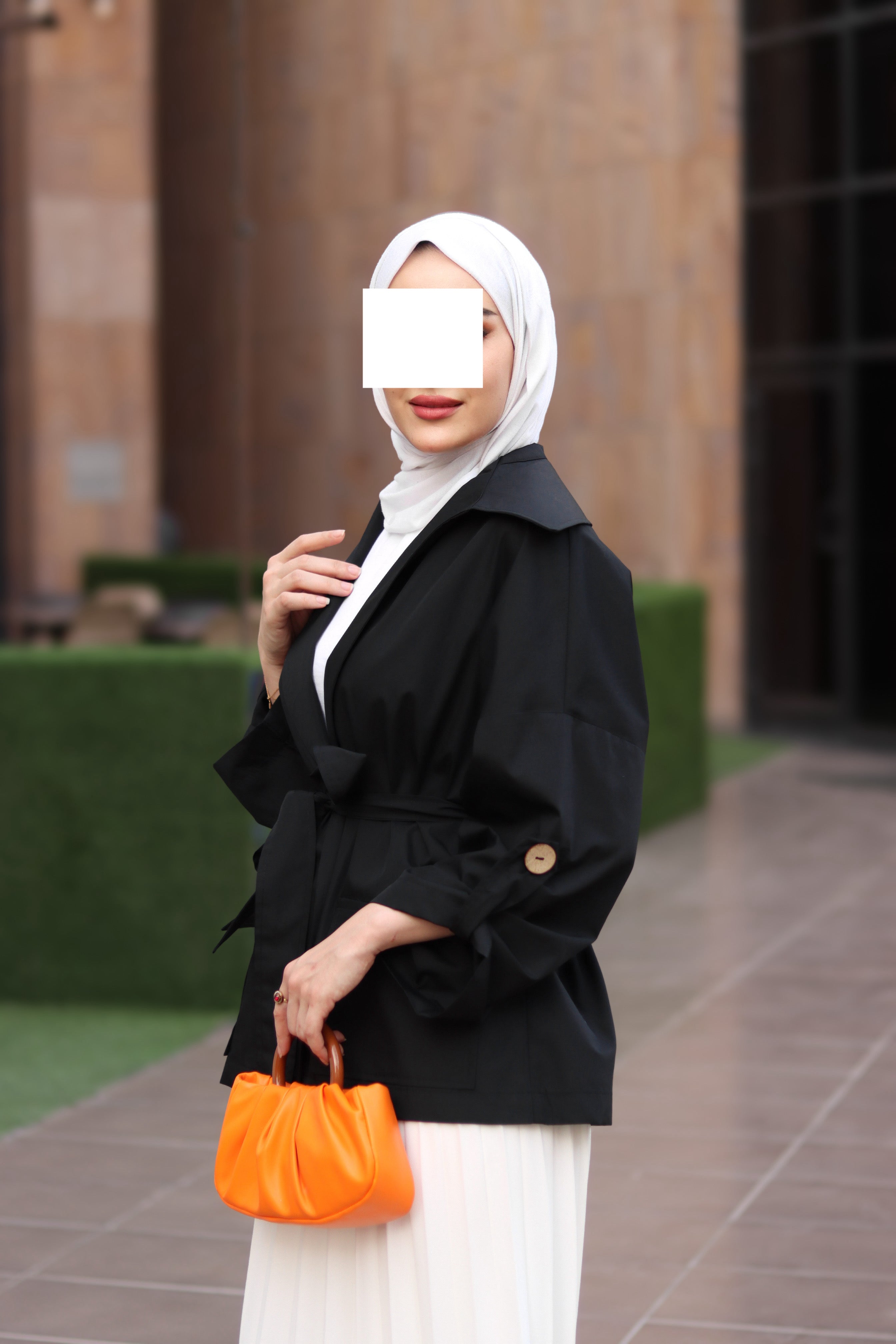 Black Belted Poplin Jacket