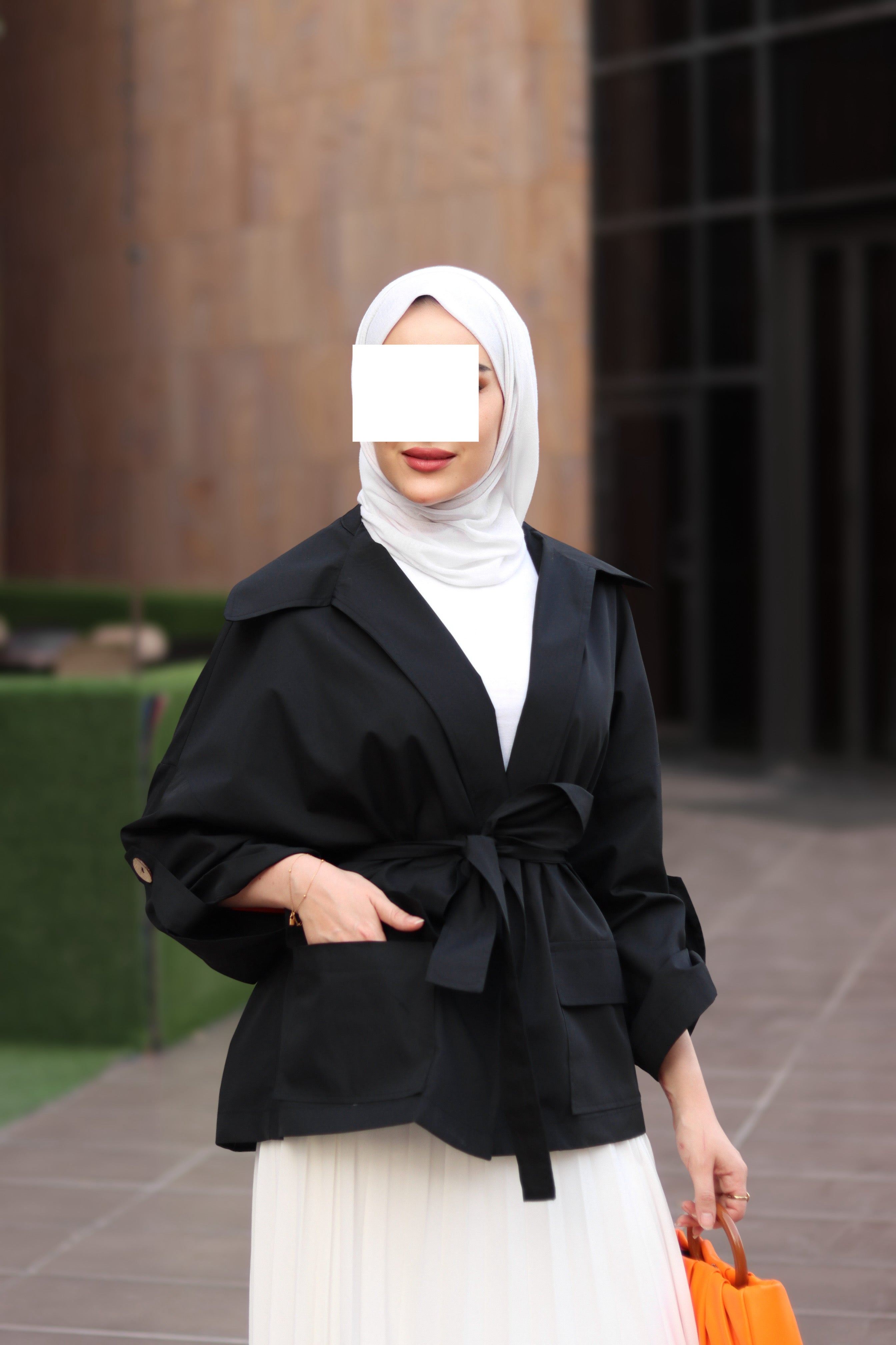 Black Belted Poplin Jacket