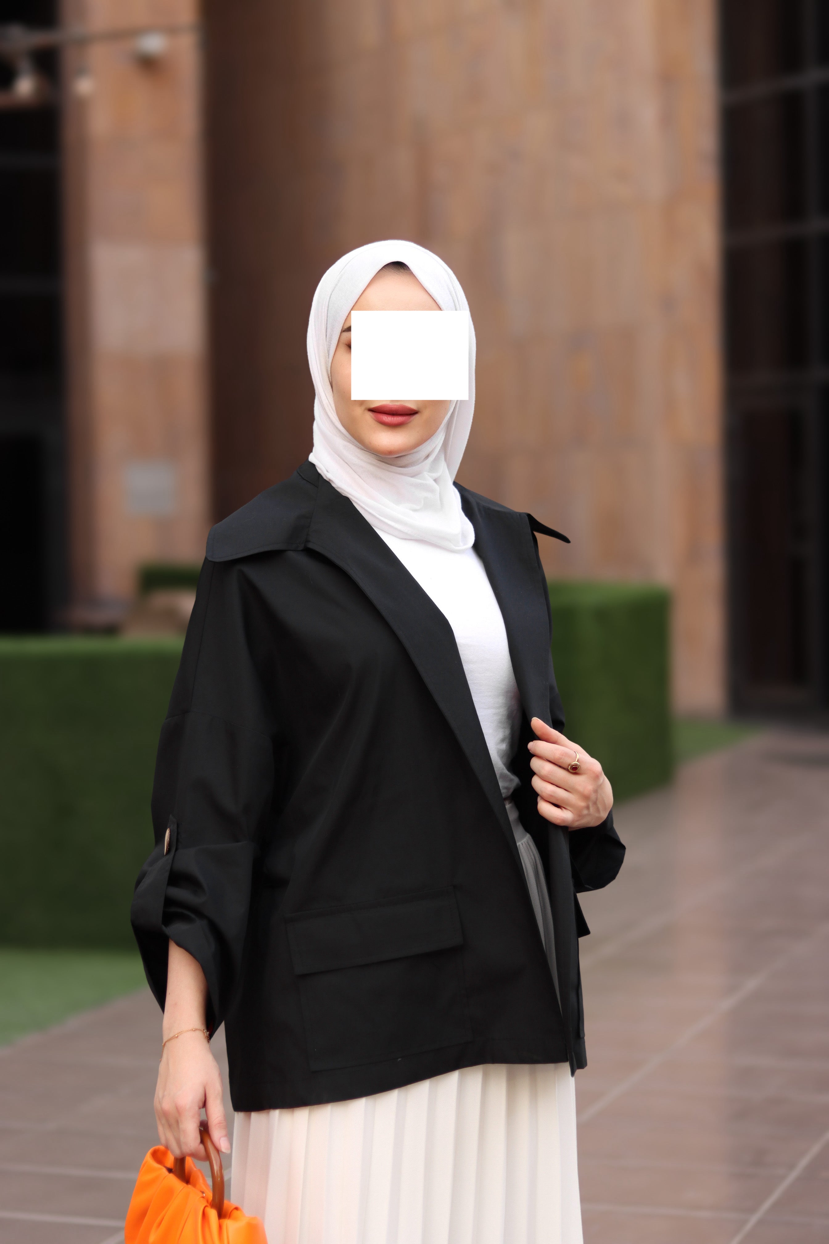 Black Belted Poplin Jacket