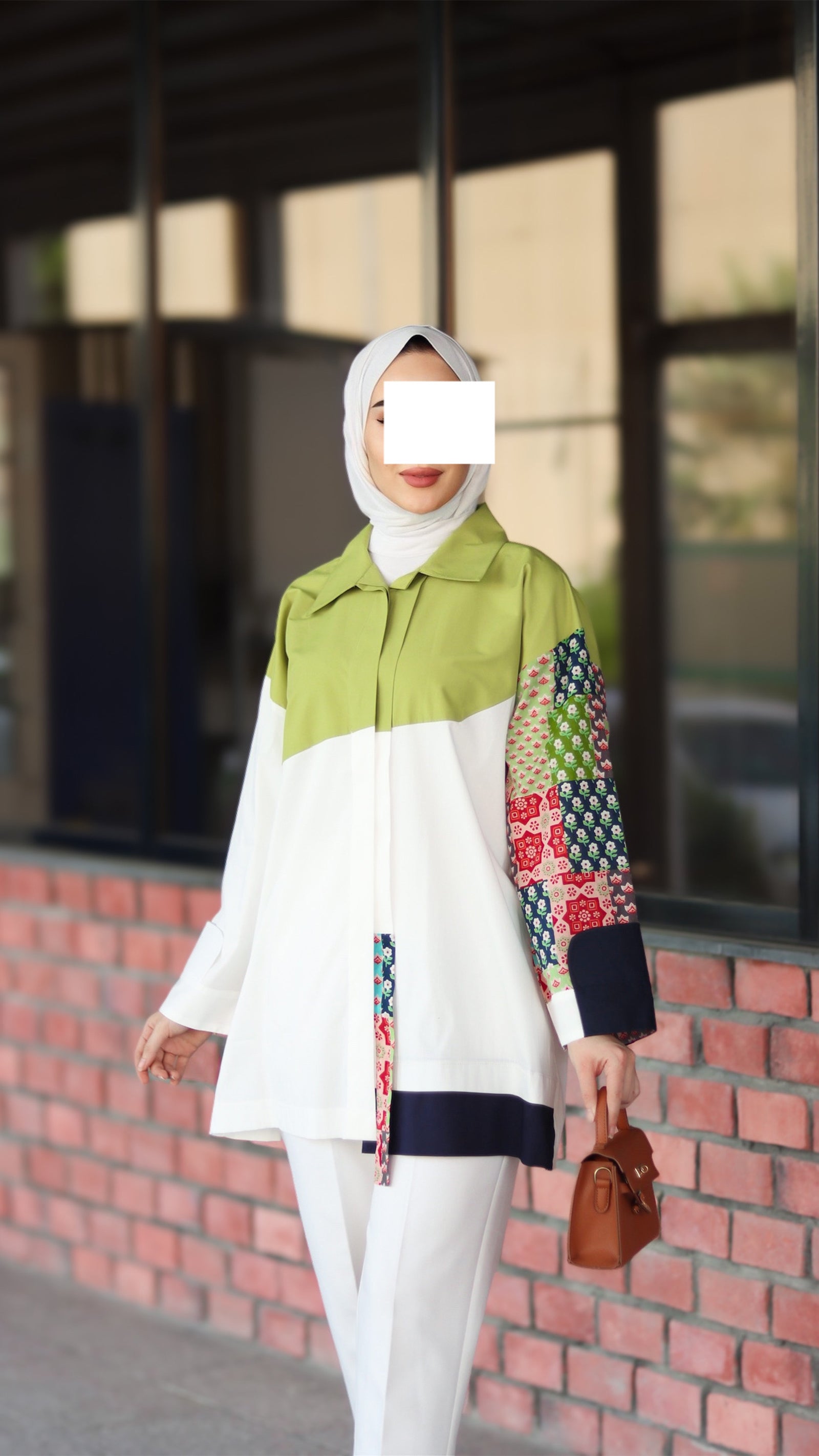 Colorblock Patchwork Poplin Shirt
