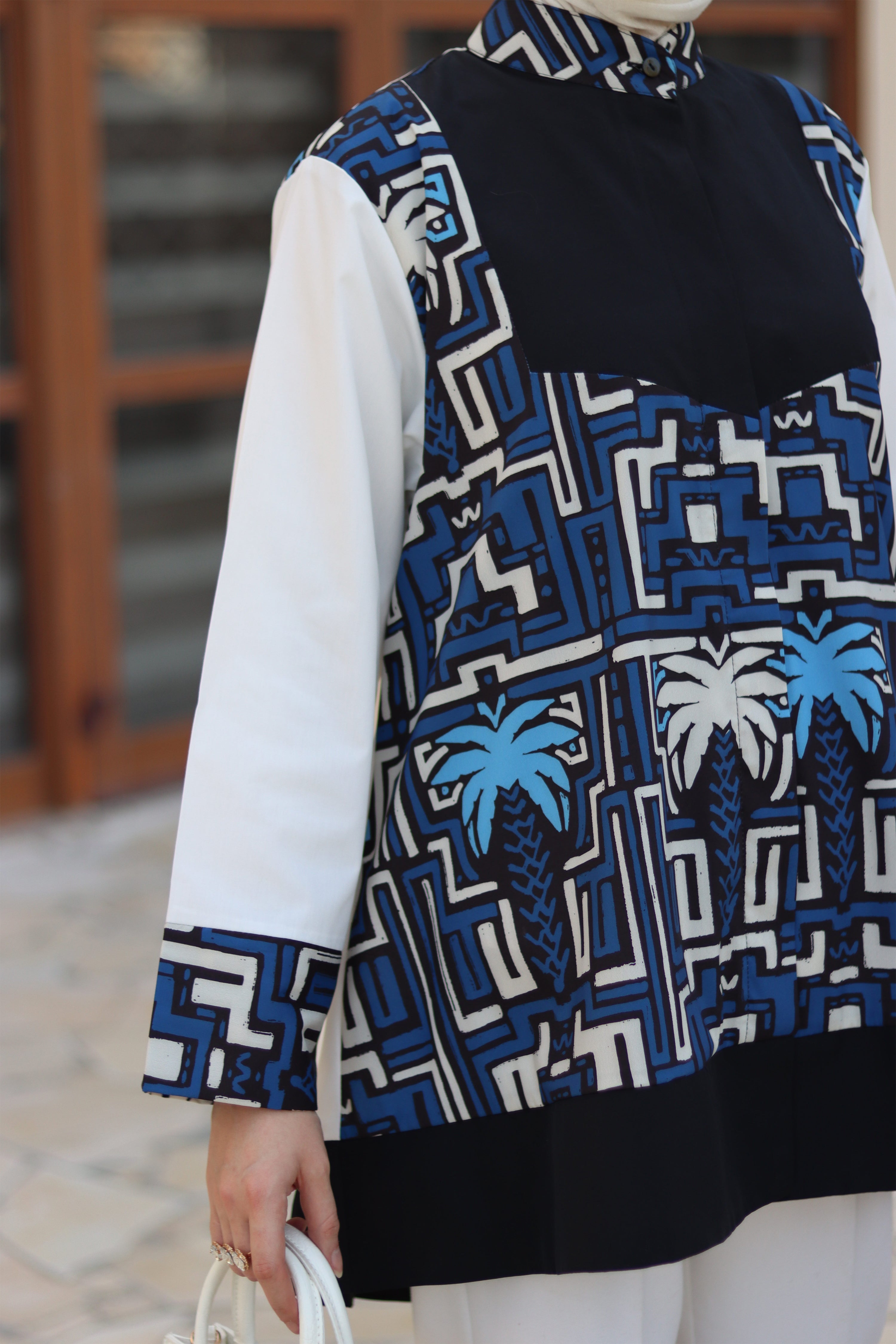 Geometric Palm Poplin Shirt
