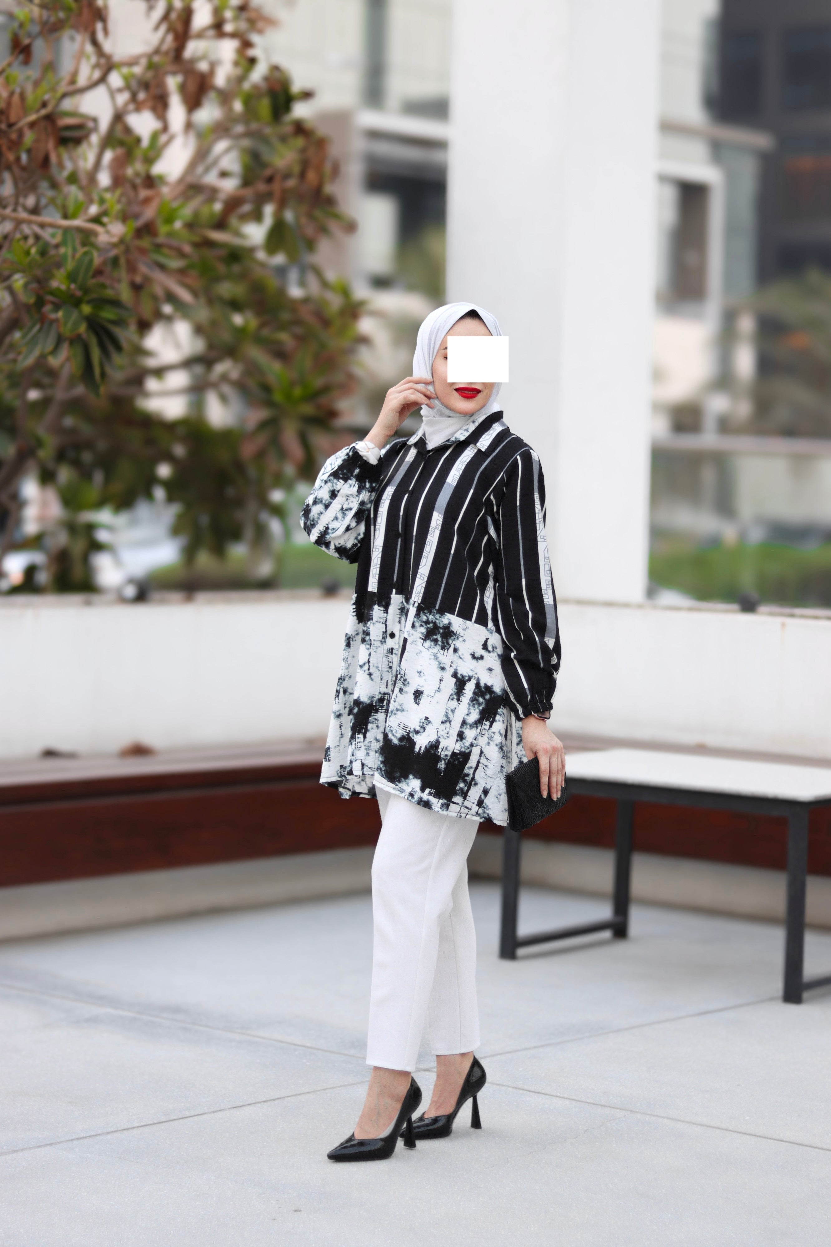 Ink Splash Striped Shirt