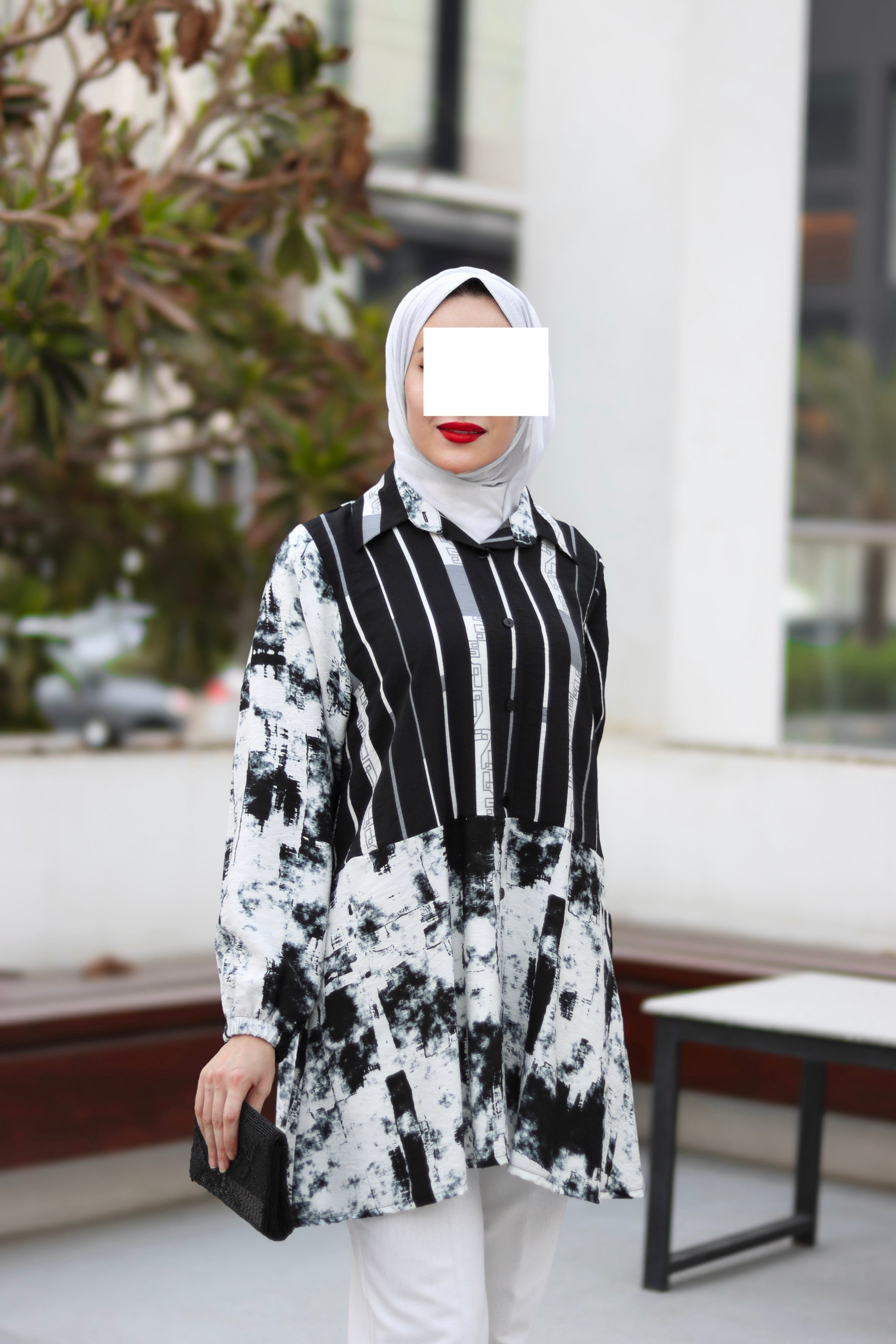 Ink Splash Striped Shirt