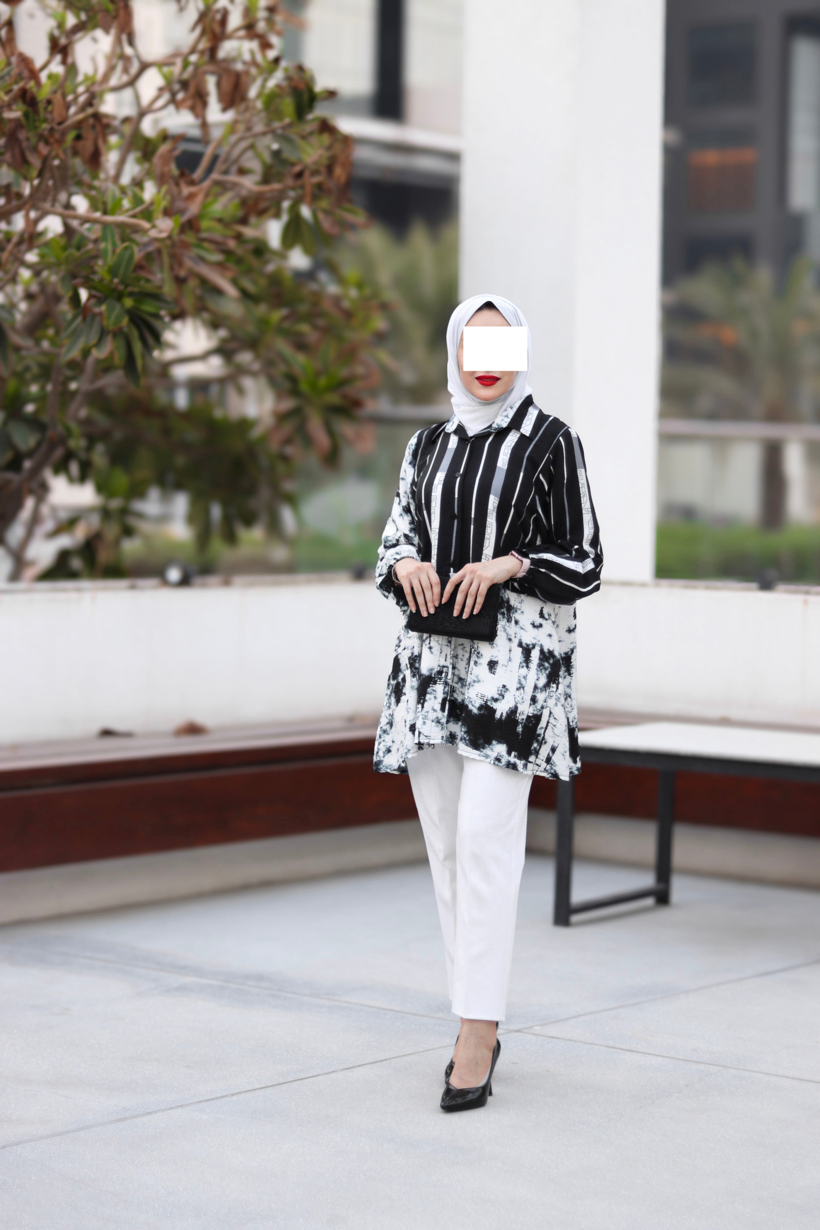 Ink Splash Striped Shirt