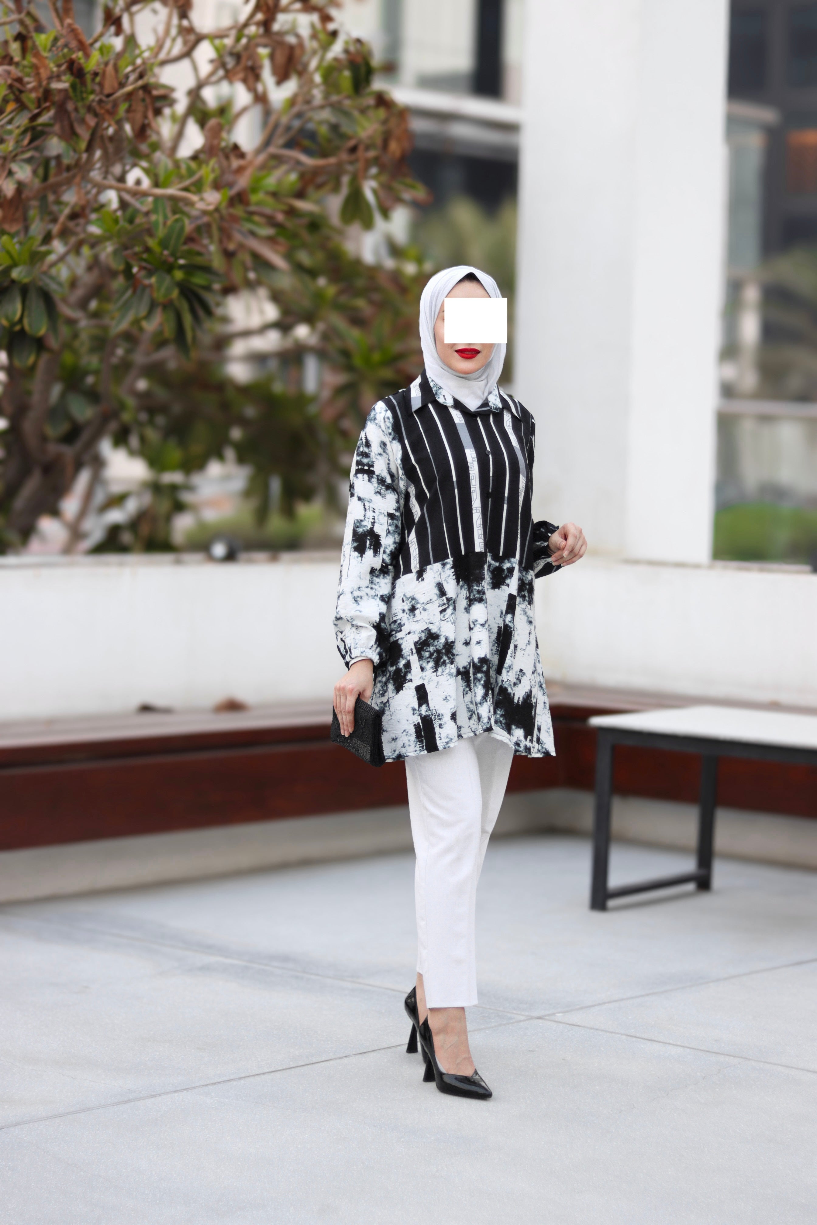 Ink Splash Striped Shirt