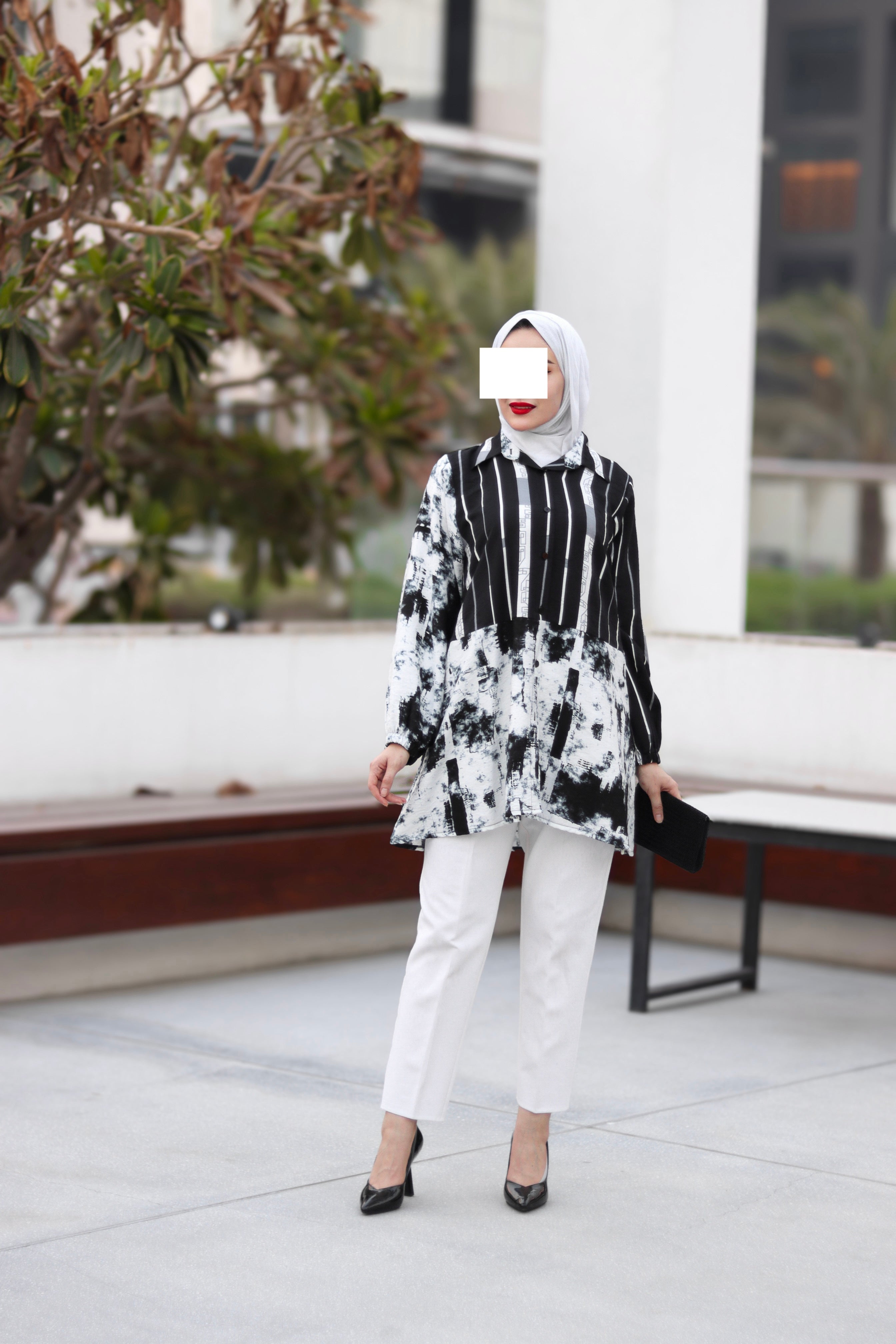 Ink Splash Striped Shirt