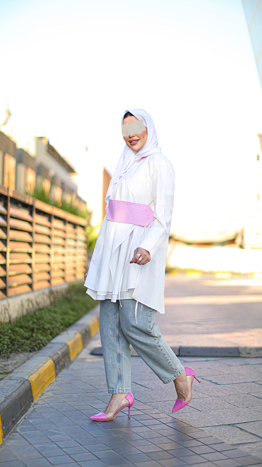 Belted Poplin Wrap Shirt