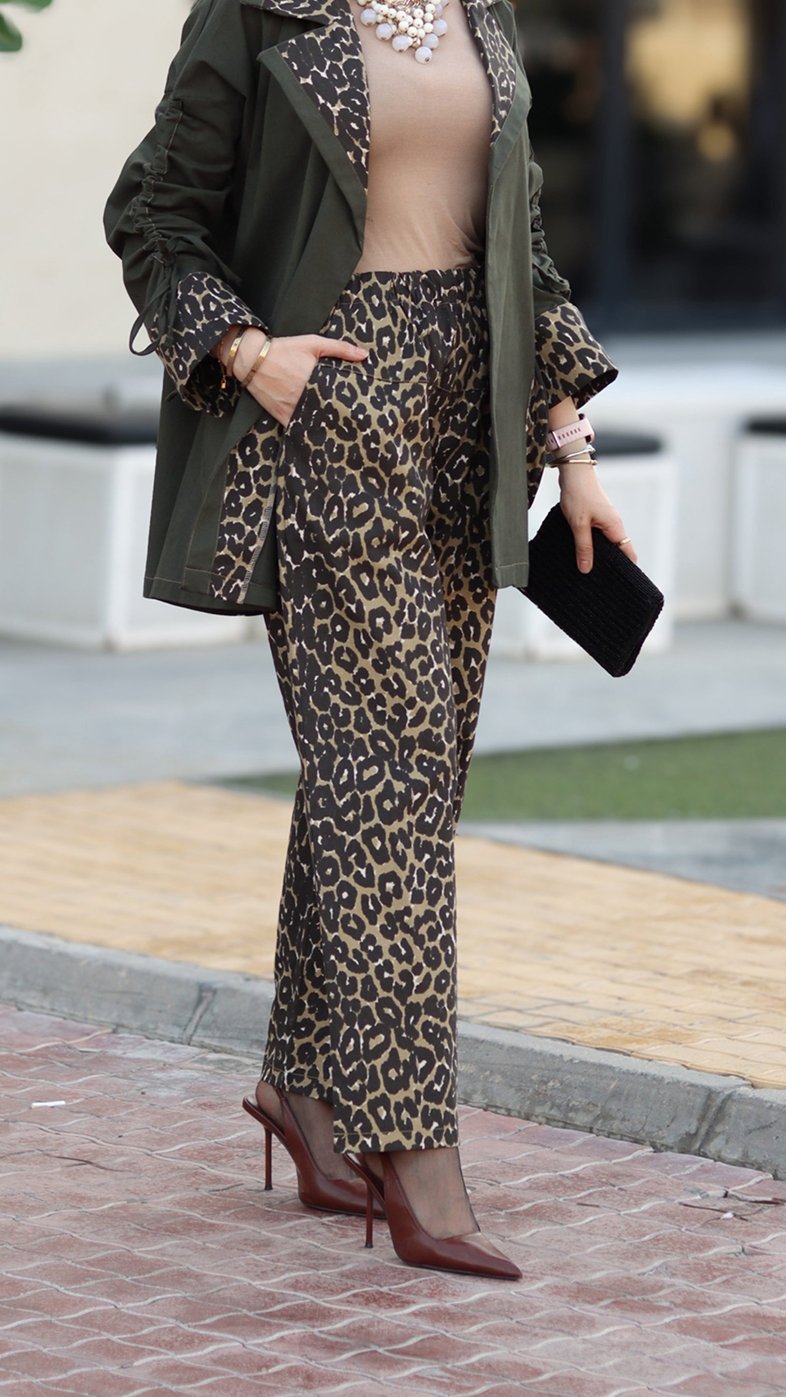 Leopard Gabardine Pants