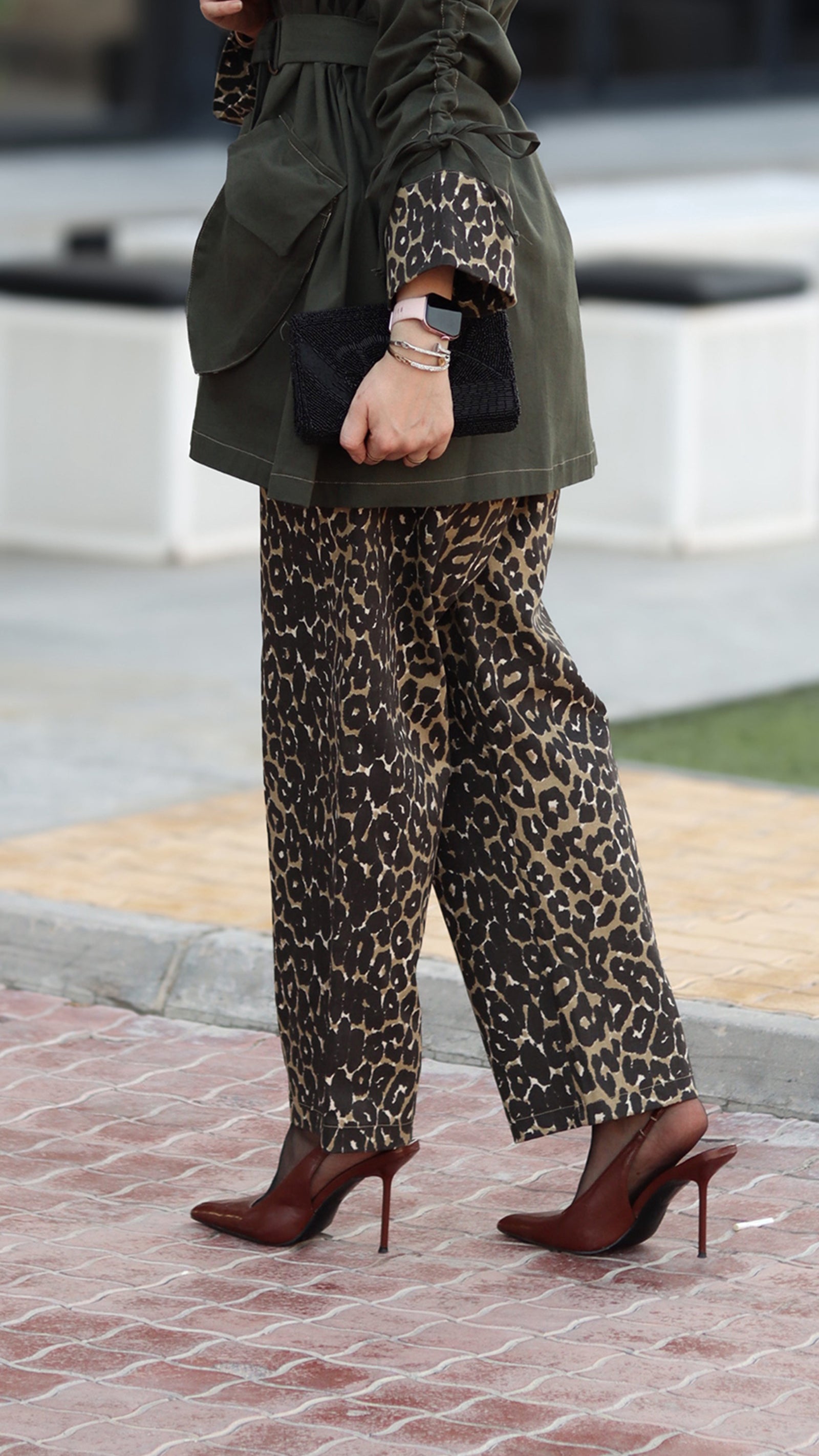 Leopard Gabardine Pants