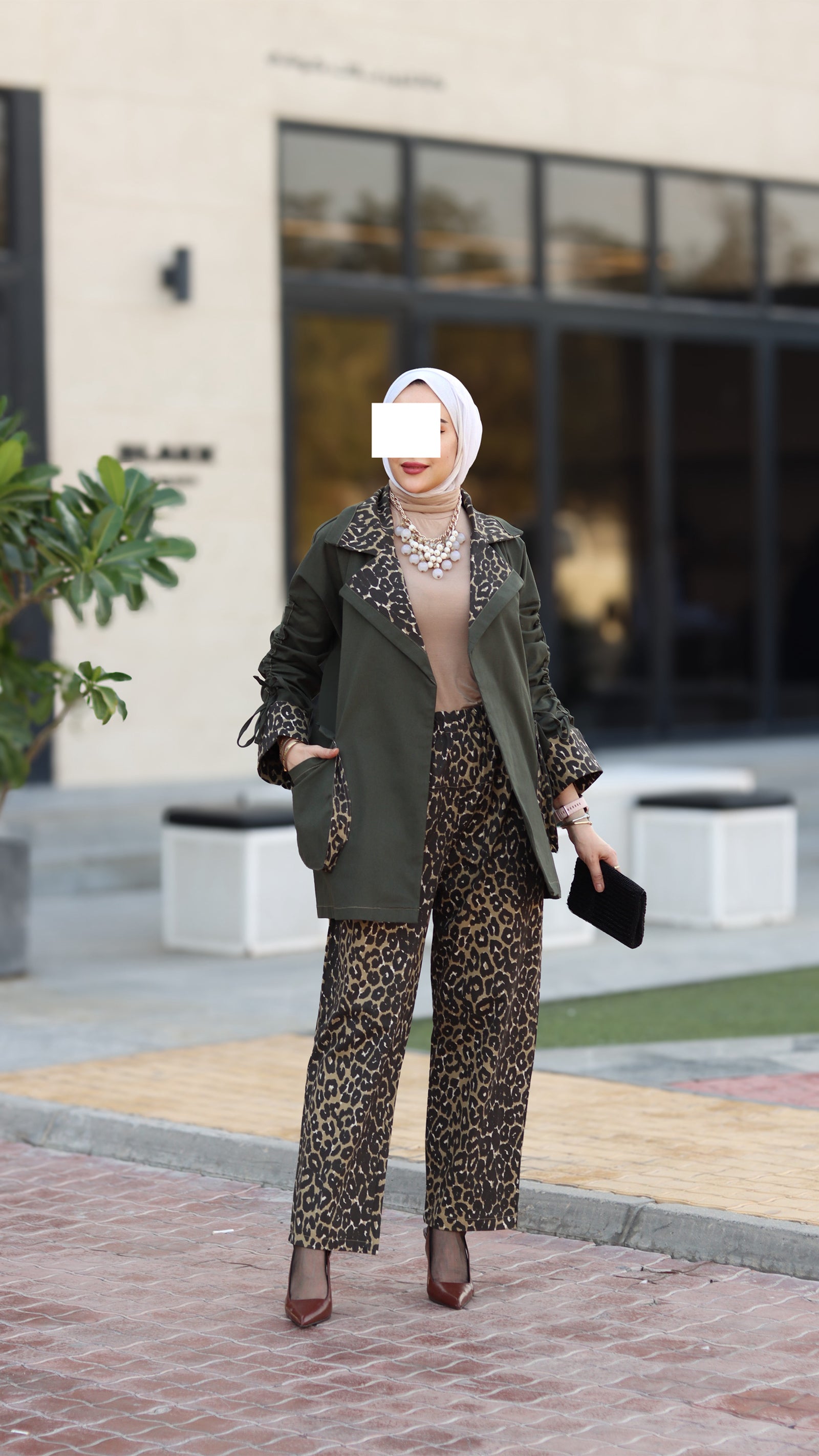 Leopard Gabardine Pants