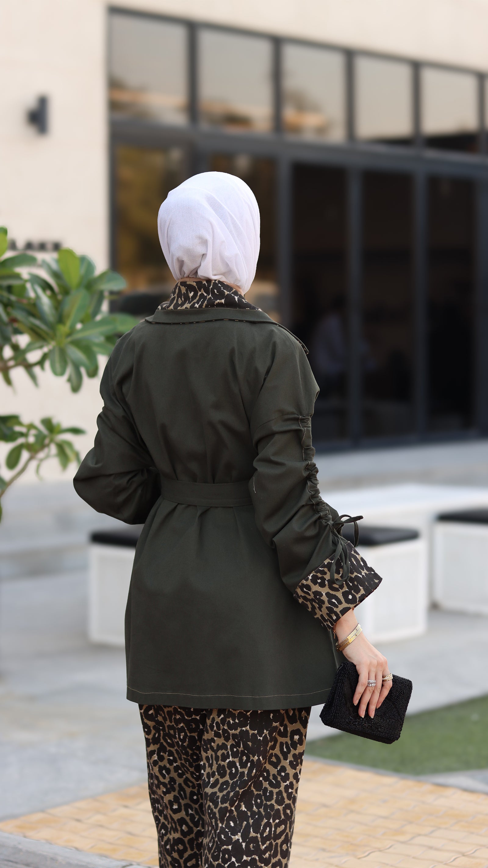 Leopard Trim Jeans Jacket