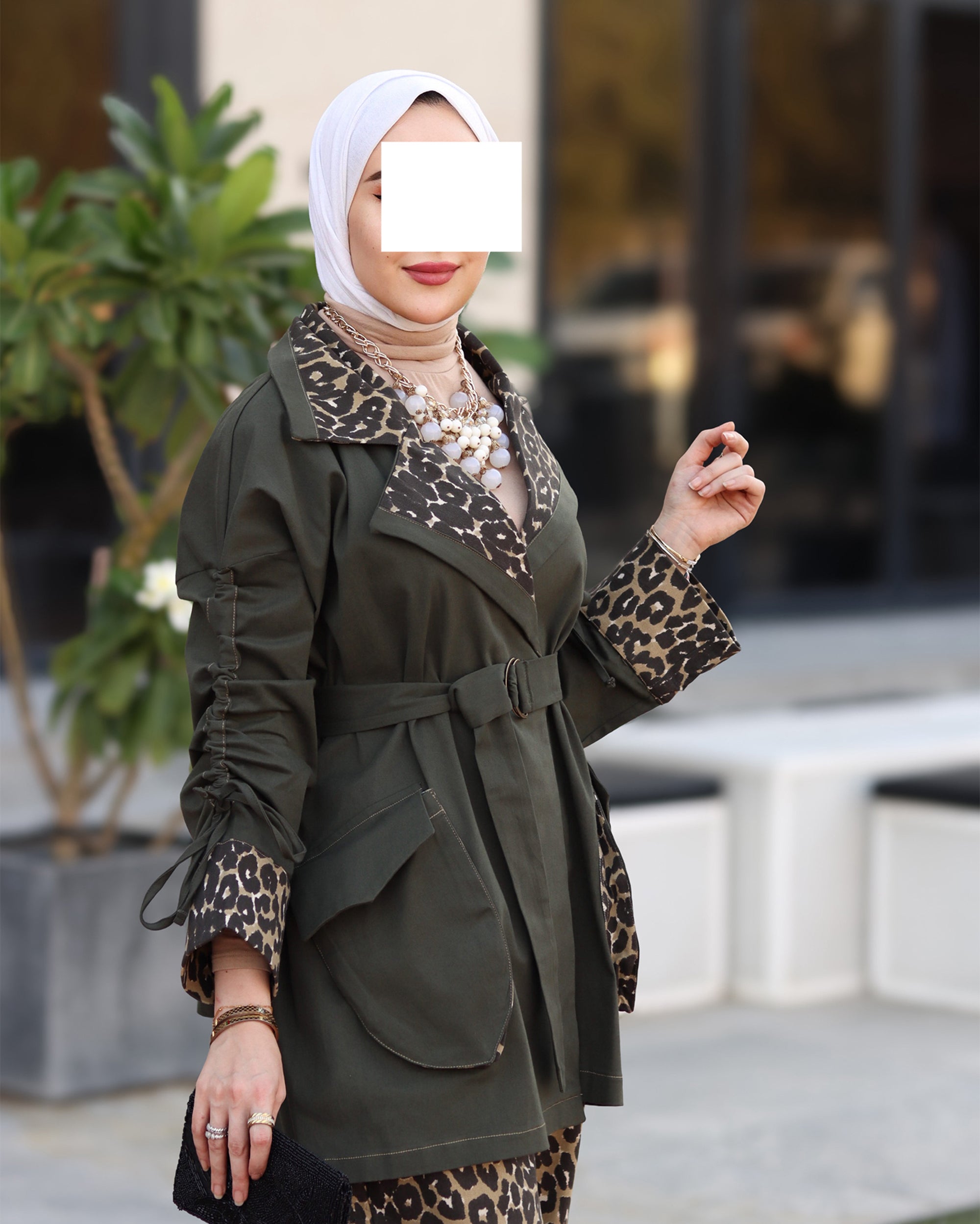 Leopard Trim Jeans Jacket