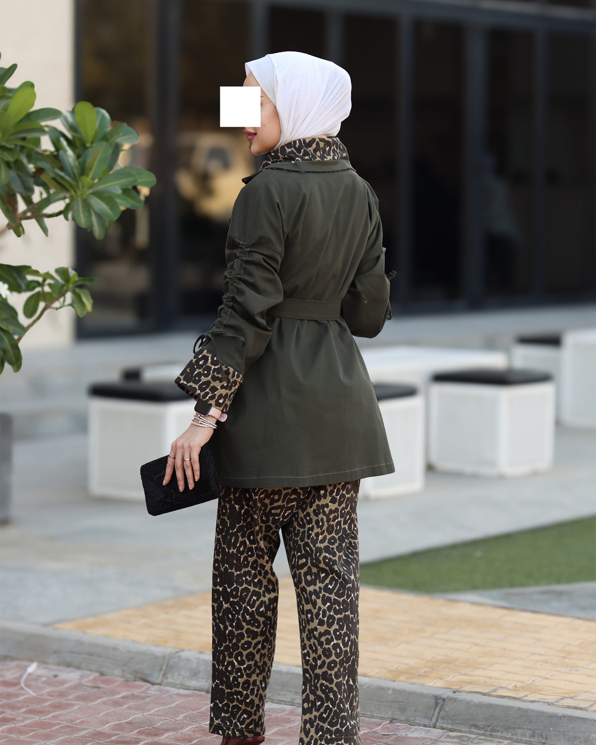 Leopard Trim Jeans Jacket
