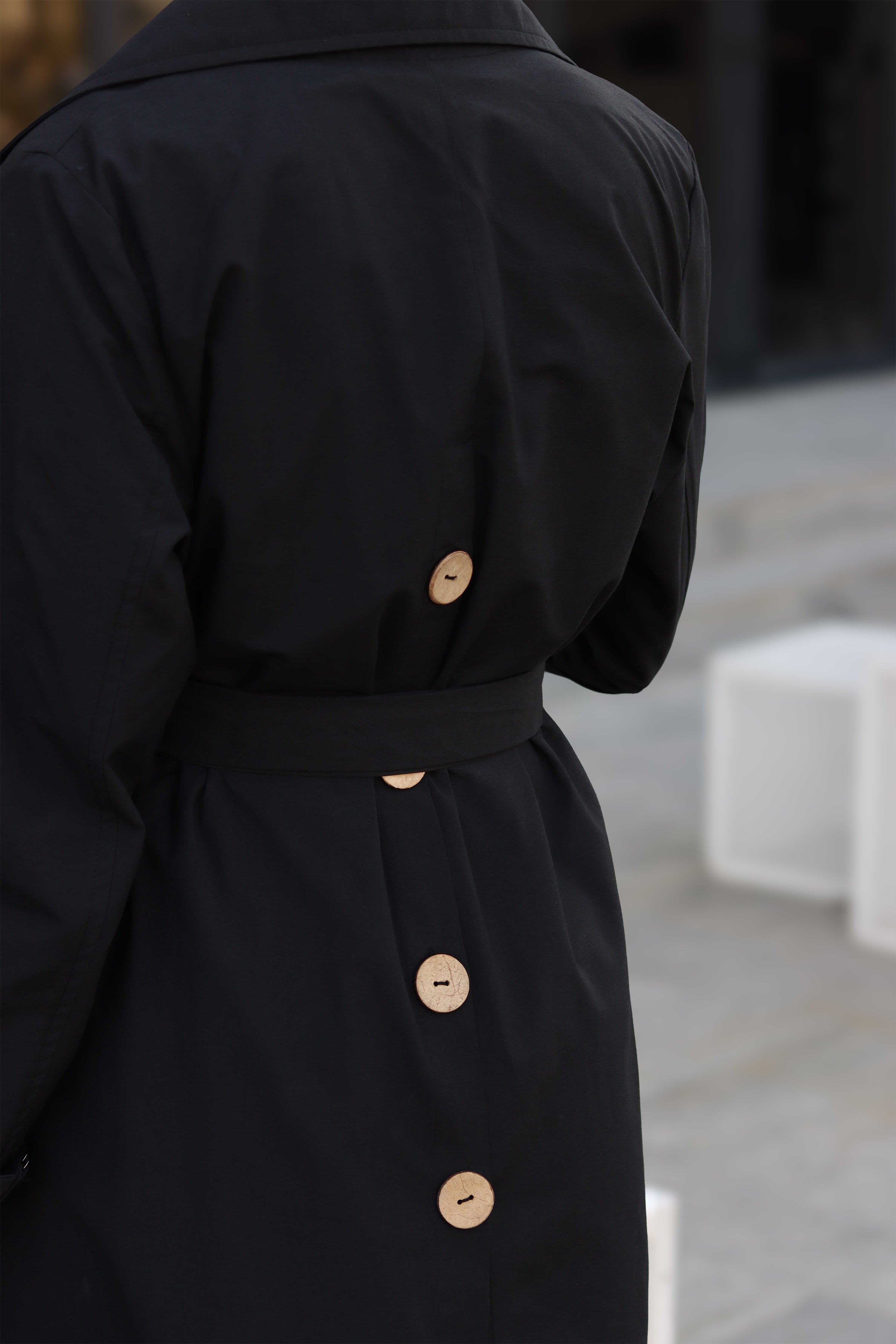 Noir Belted Gabardine Jacket