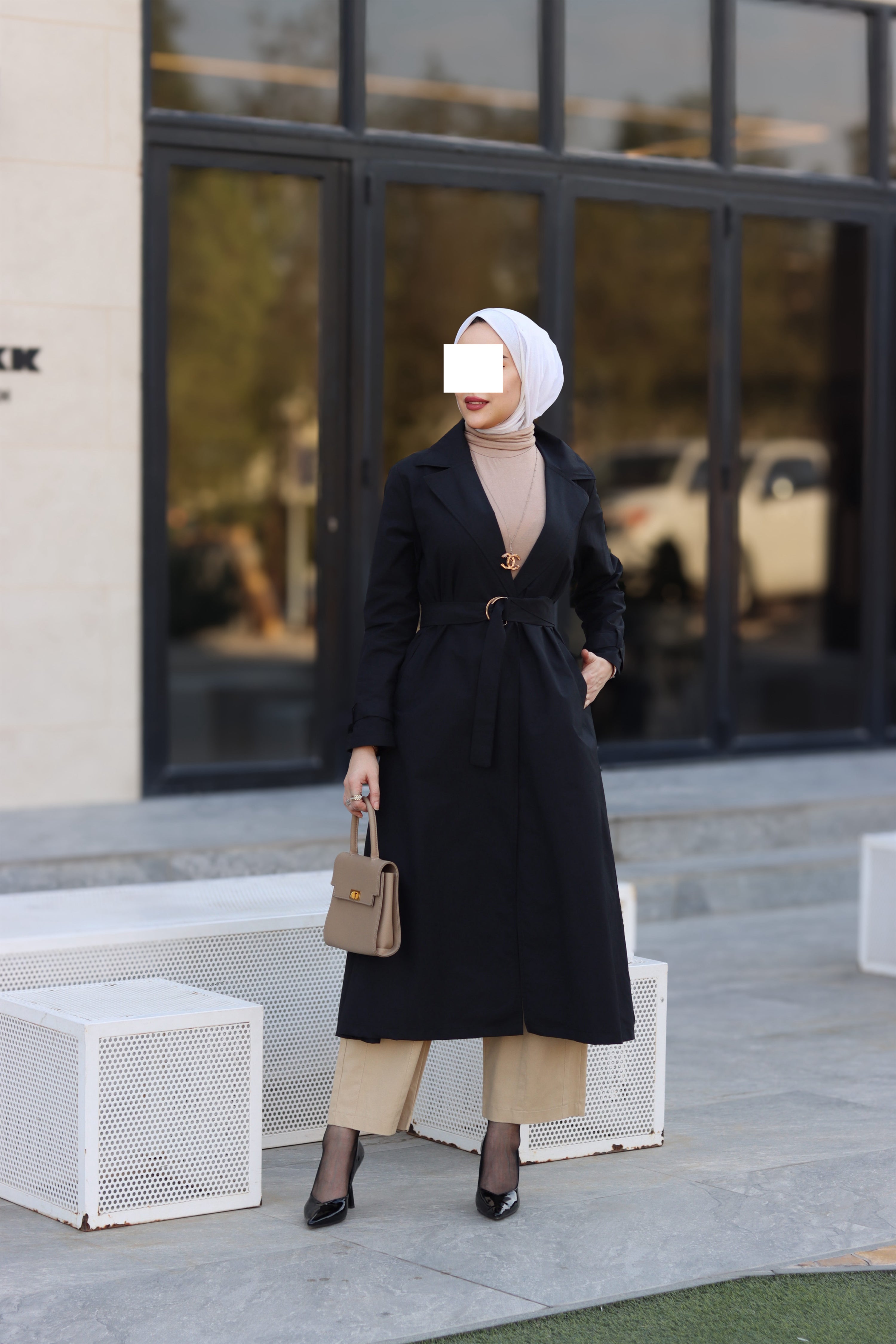 Noir Belted Gabardine Jacket
