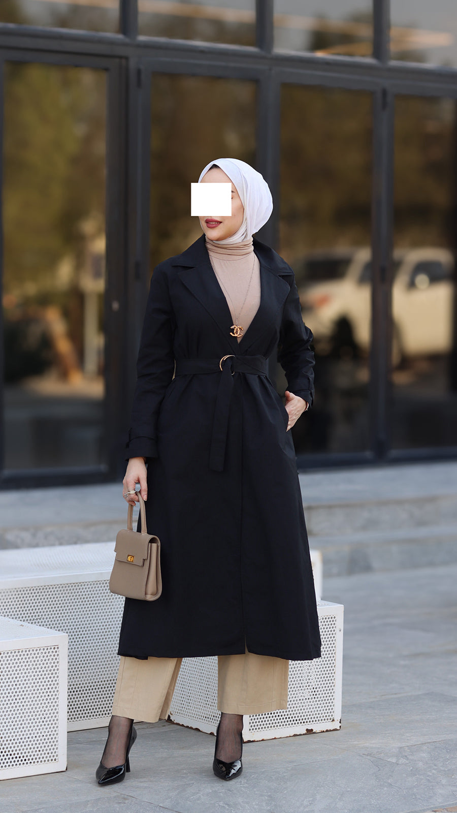 Noir Belted Gabardine Jacket