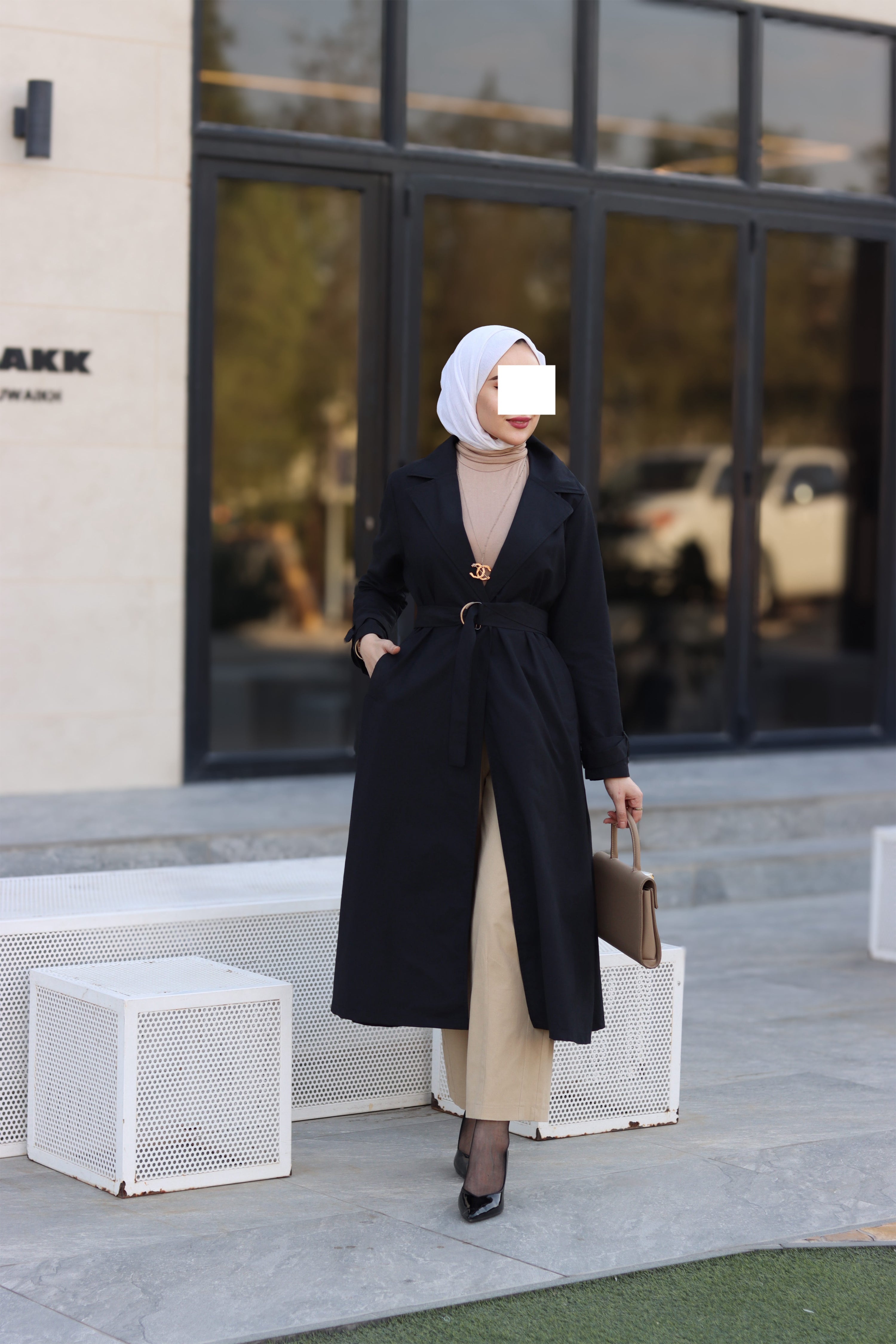 Noir Belted Gabardine Jacket