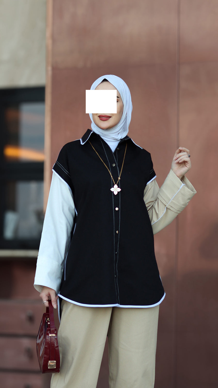 Two-Tone Gabardine Shirt