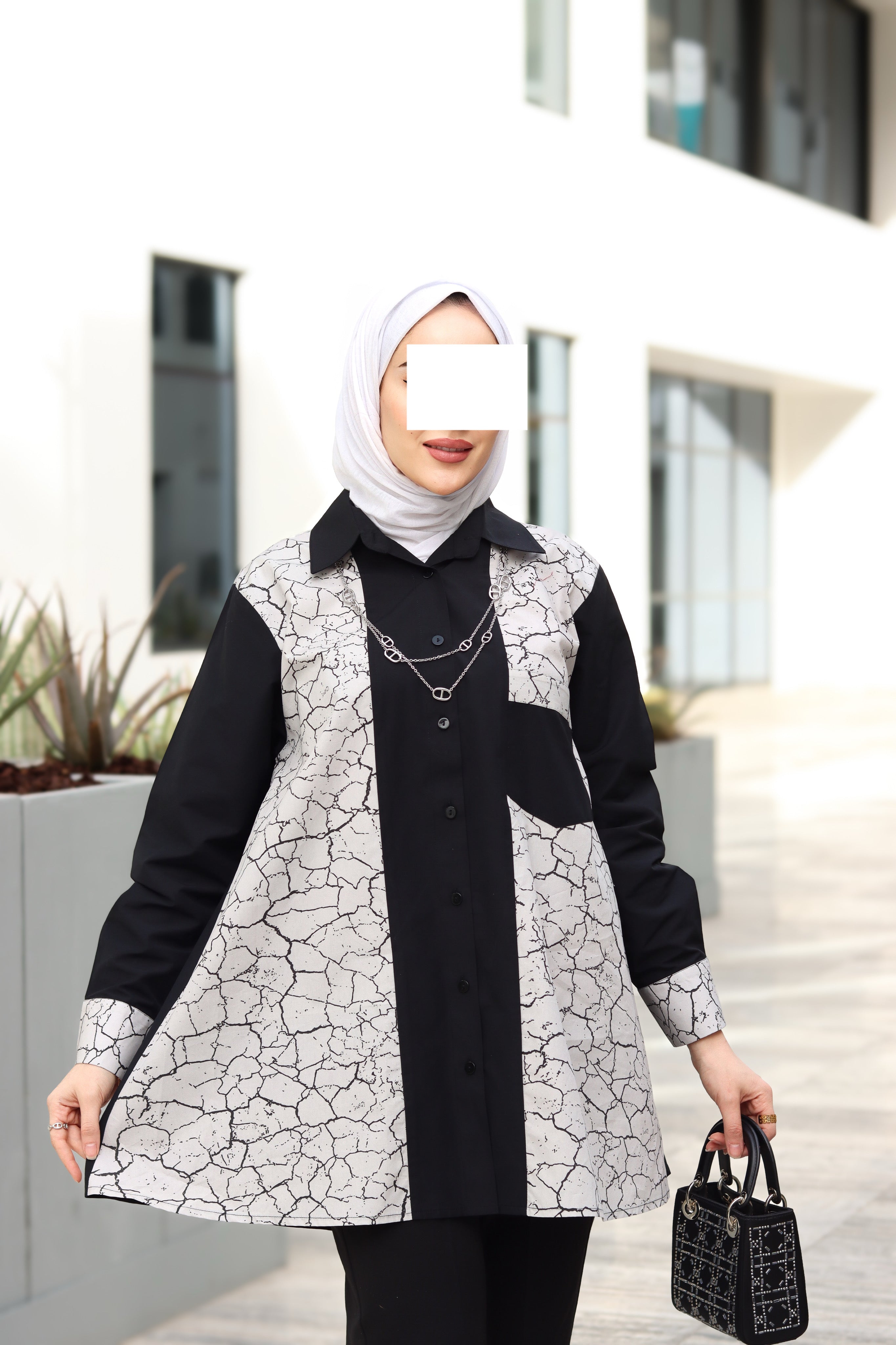Black & White Poplin Shirt