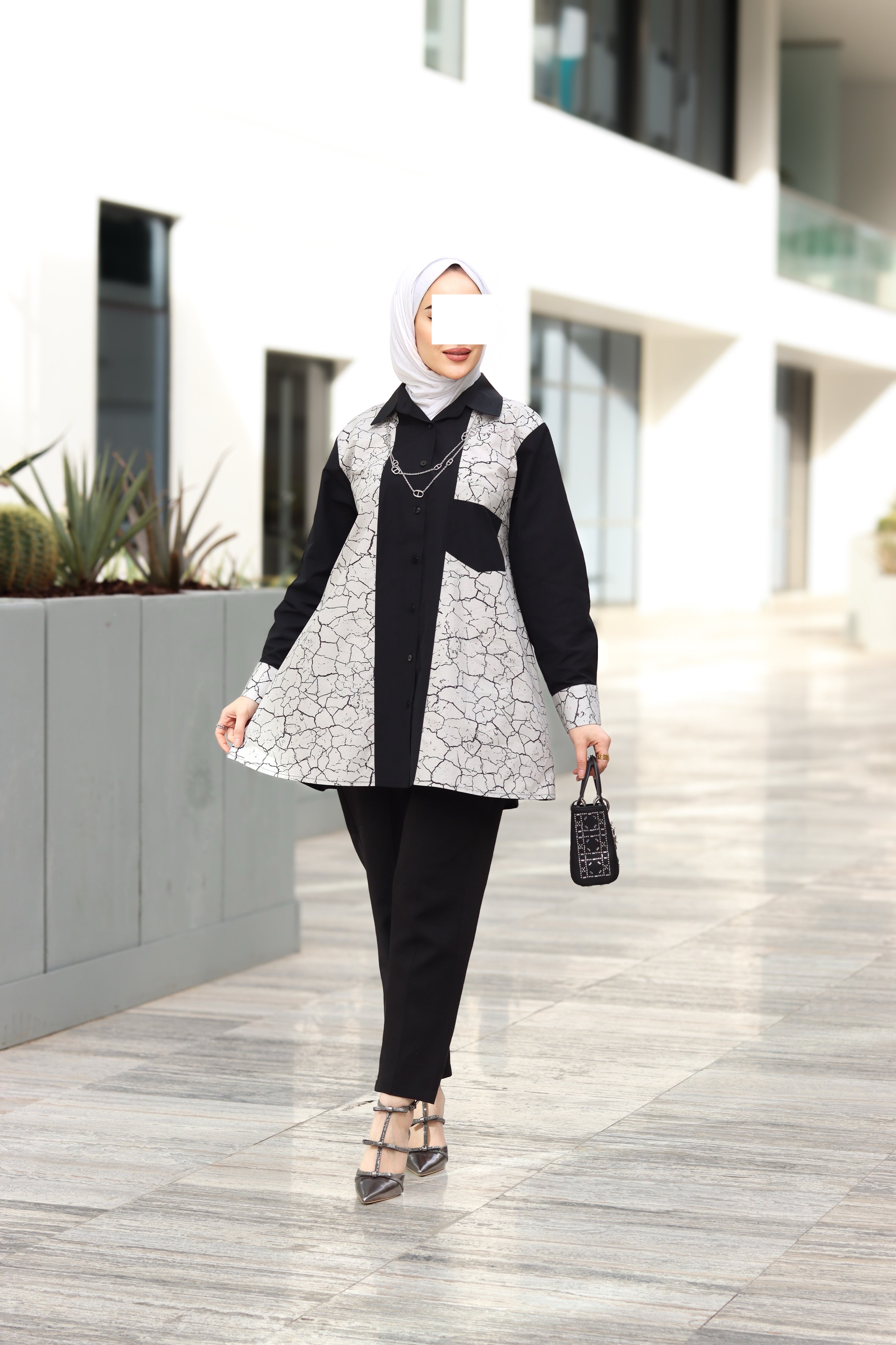 Black & White Poplin Shirt