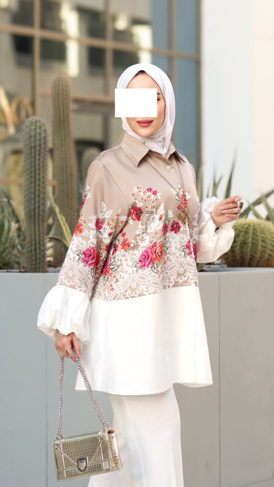 Beige Floral Shirt