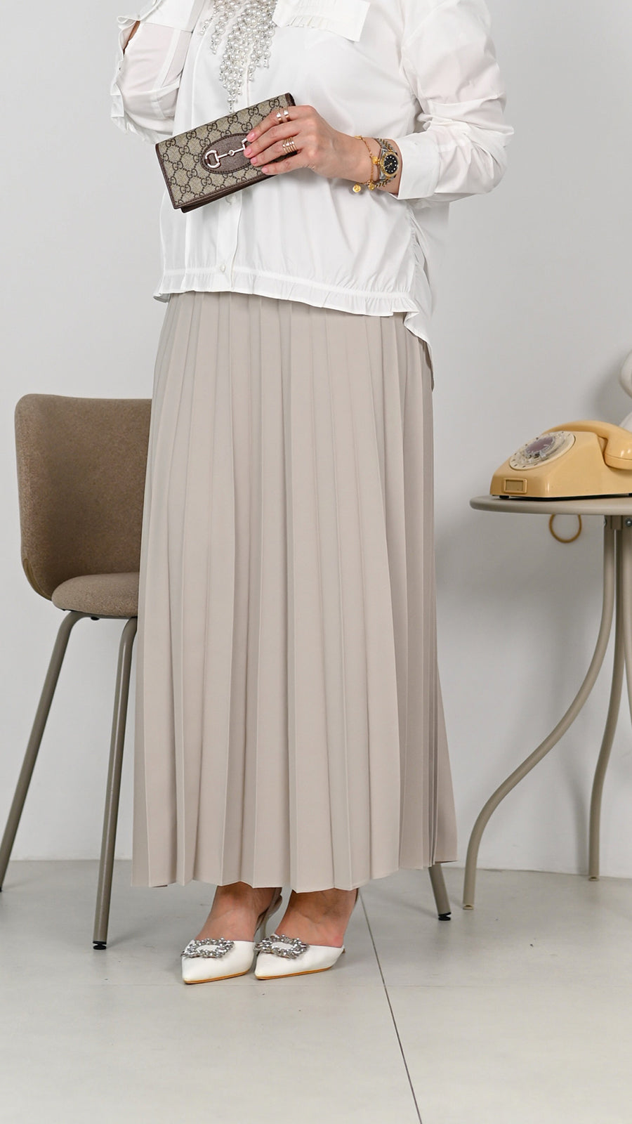 Soft Dune Pleated Skirt