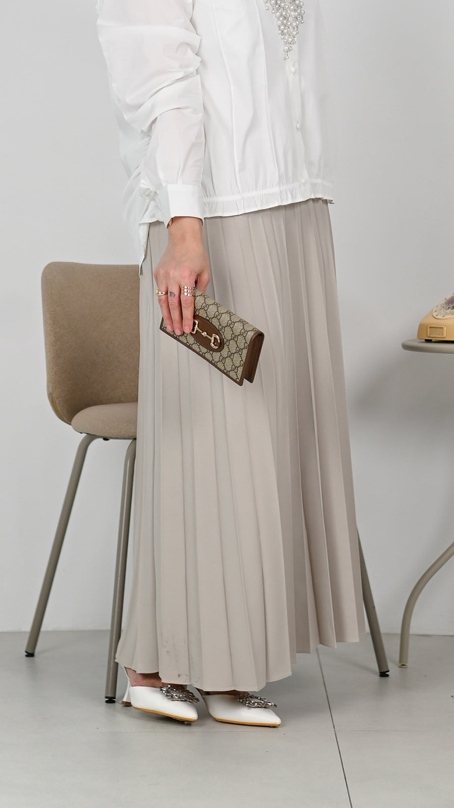 Soft Dune Pleated Skirt