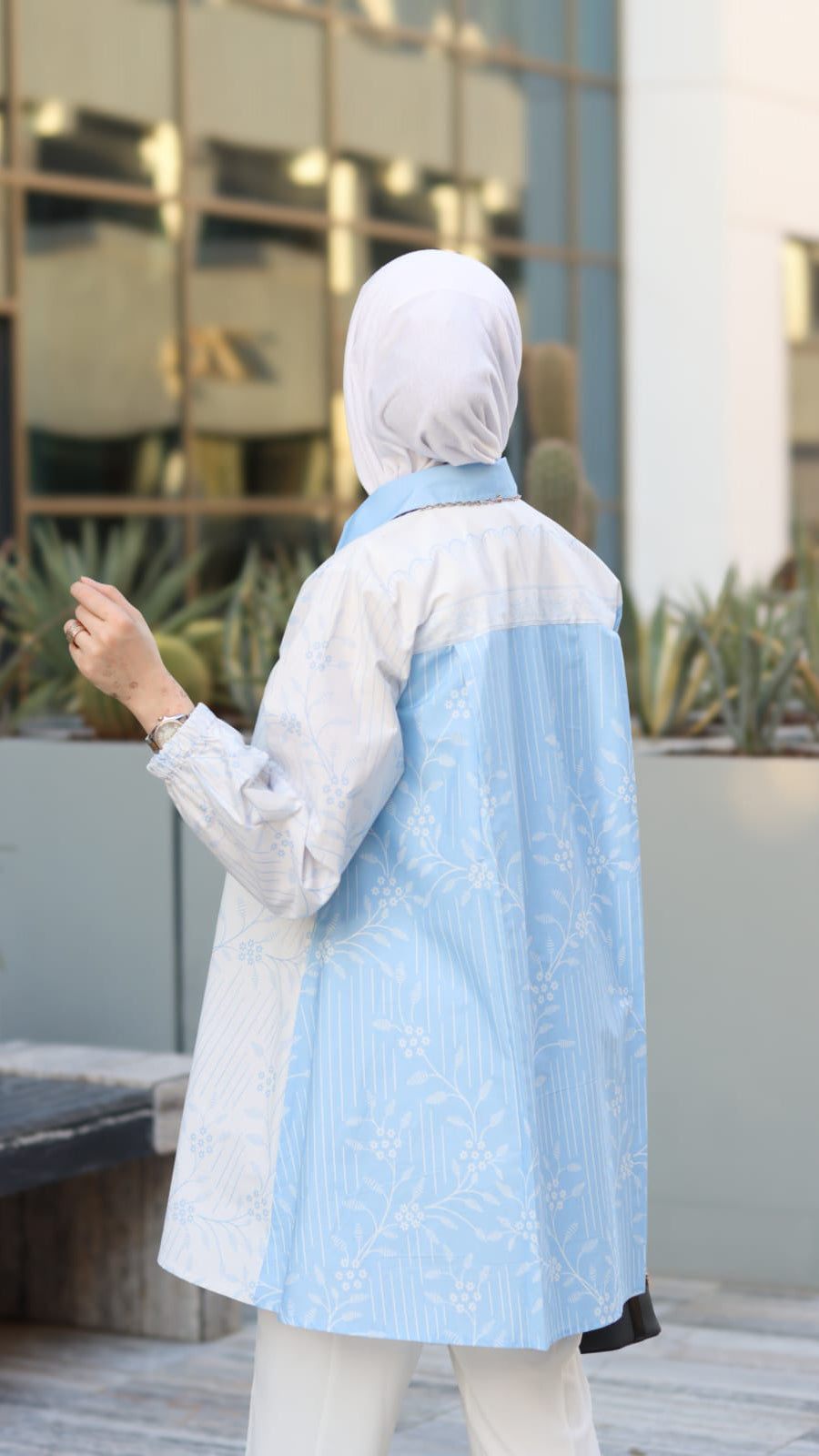 Light Blue Floral Poplin Shirt