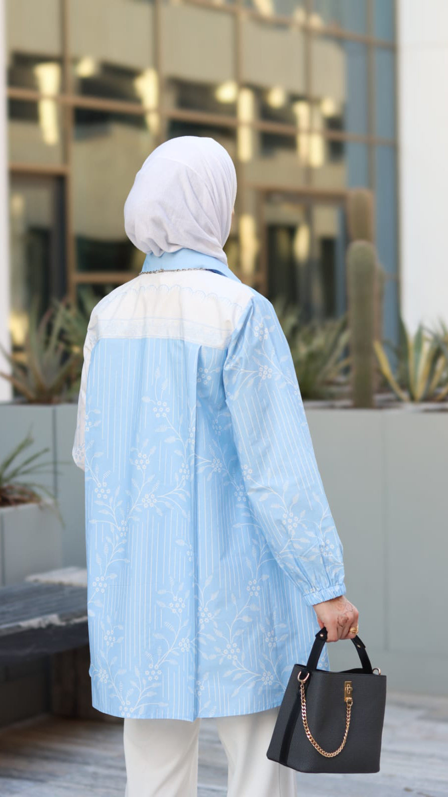 Light Blue Floral Poplin Shirt