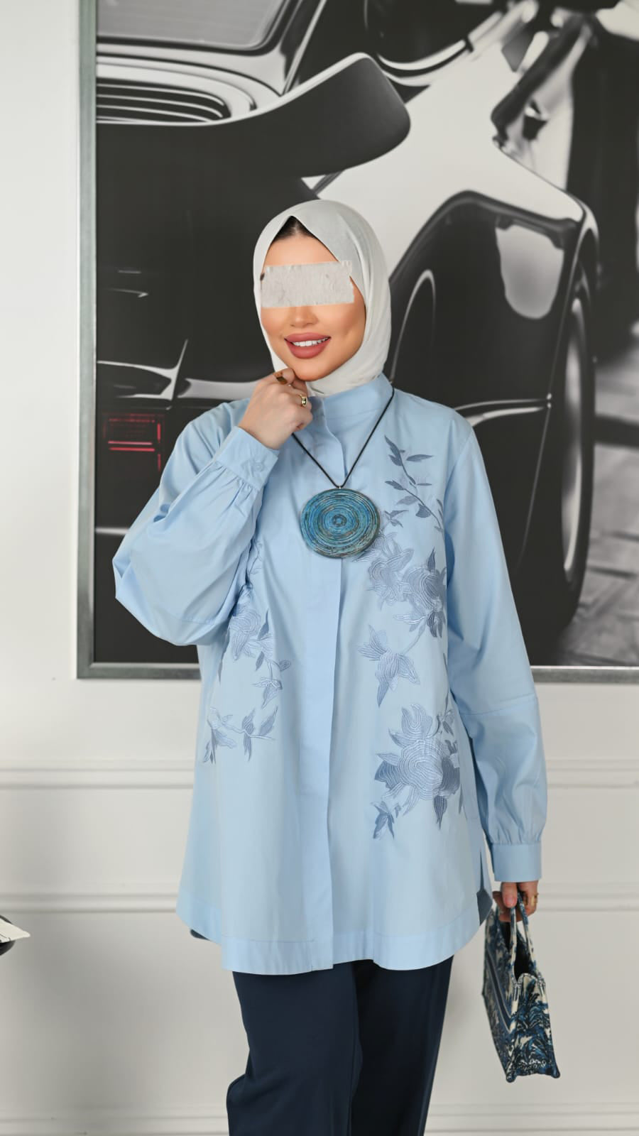 Azure Bloom Poplin Shirt
