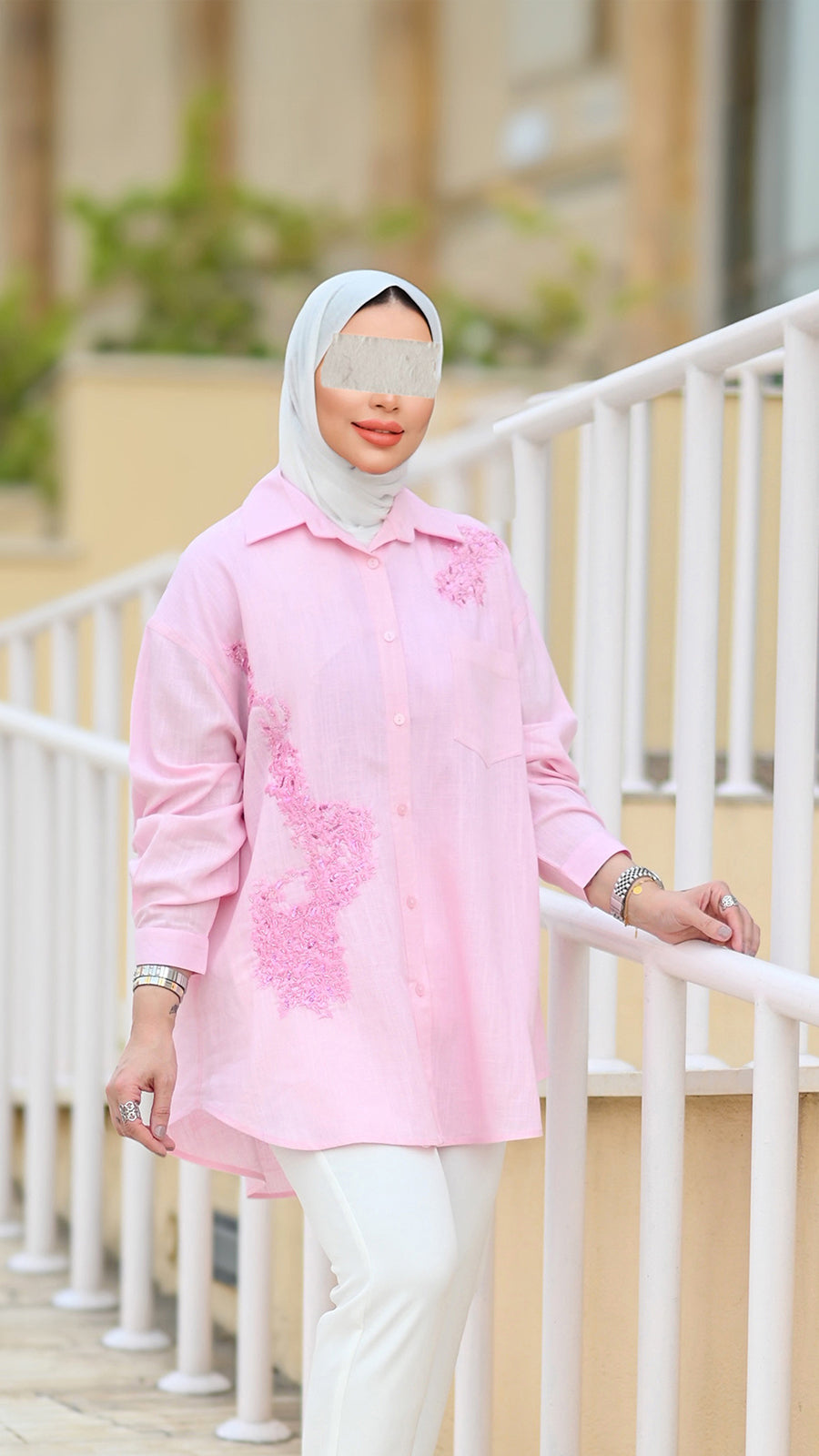 Blush Embroidered Linen Shirt