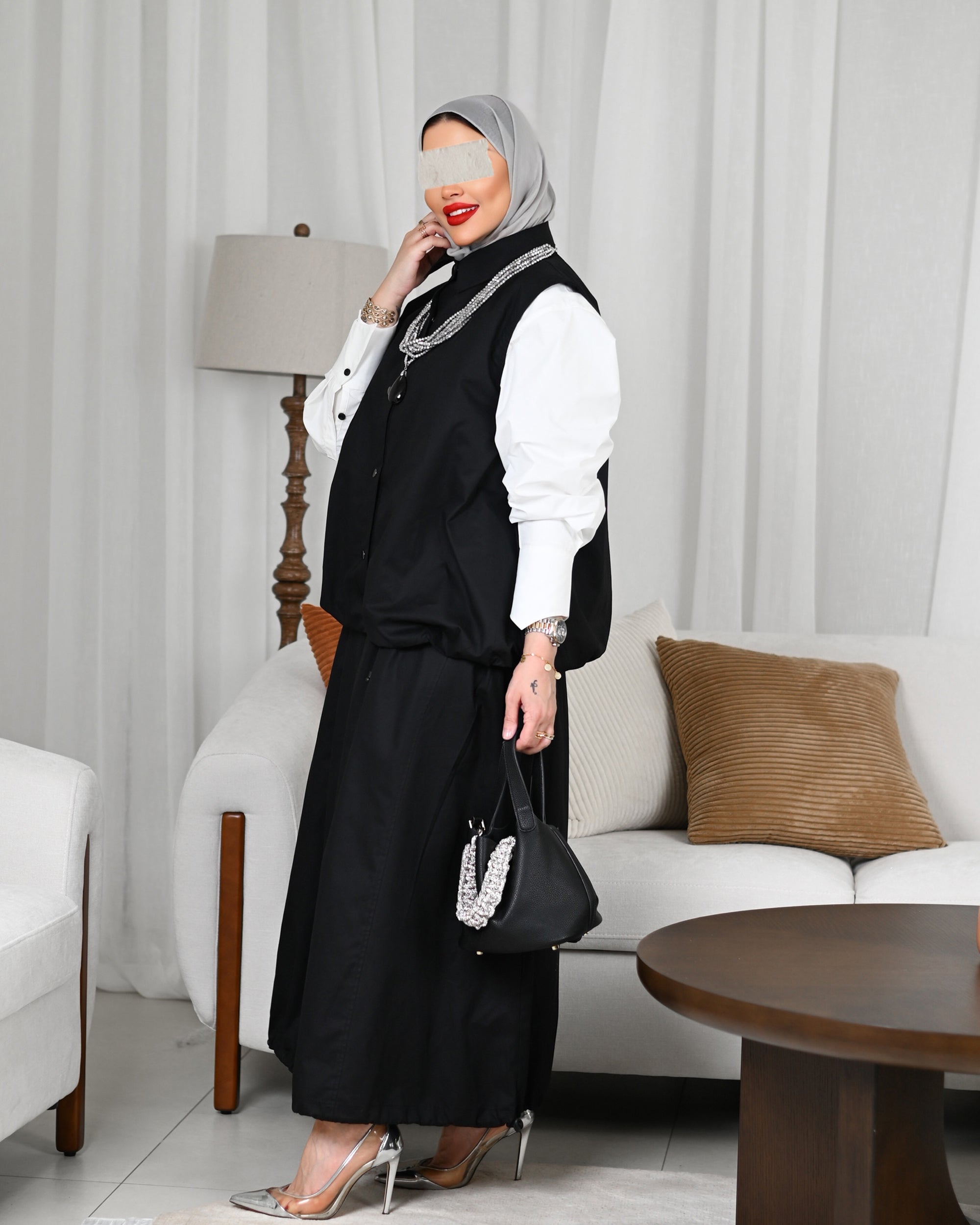 جاكيت جاباردين سوداء كلاسيكية