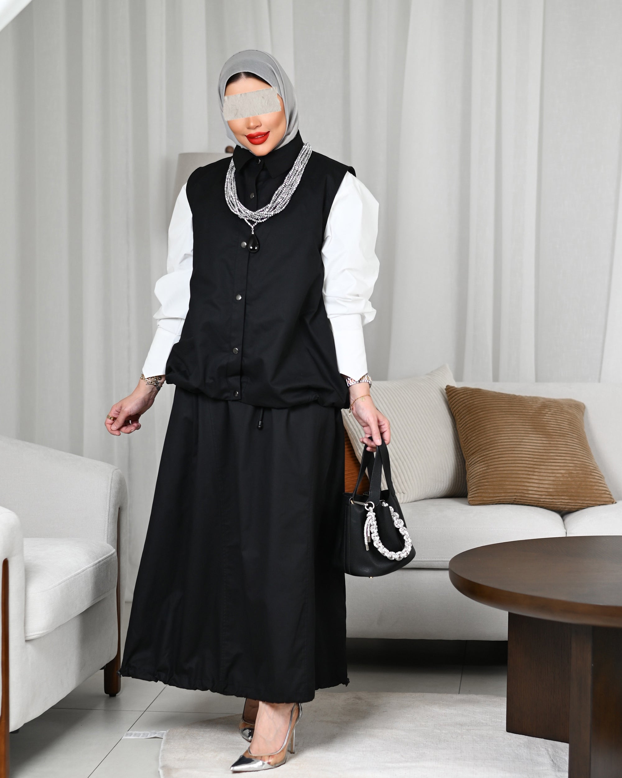 جاكيت جاباردين سوداء كلاسيكية