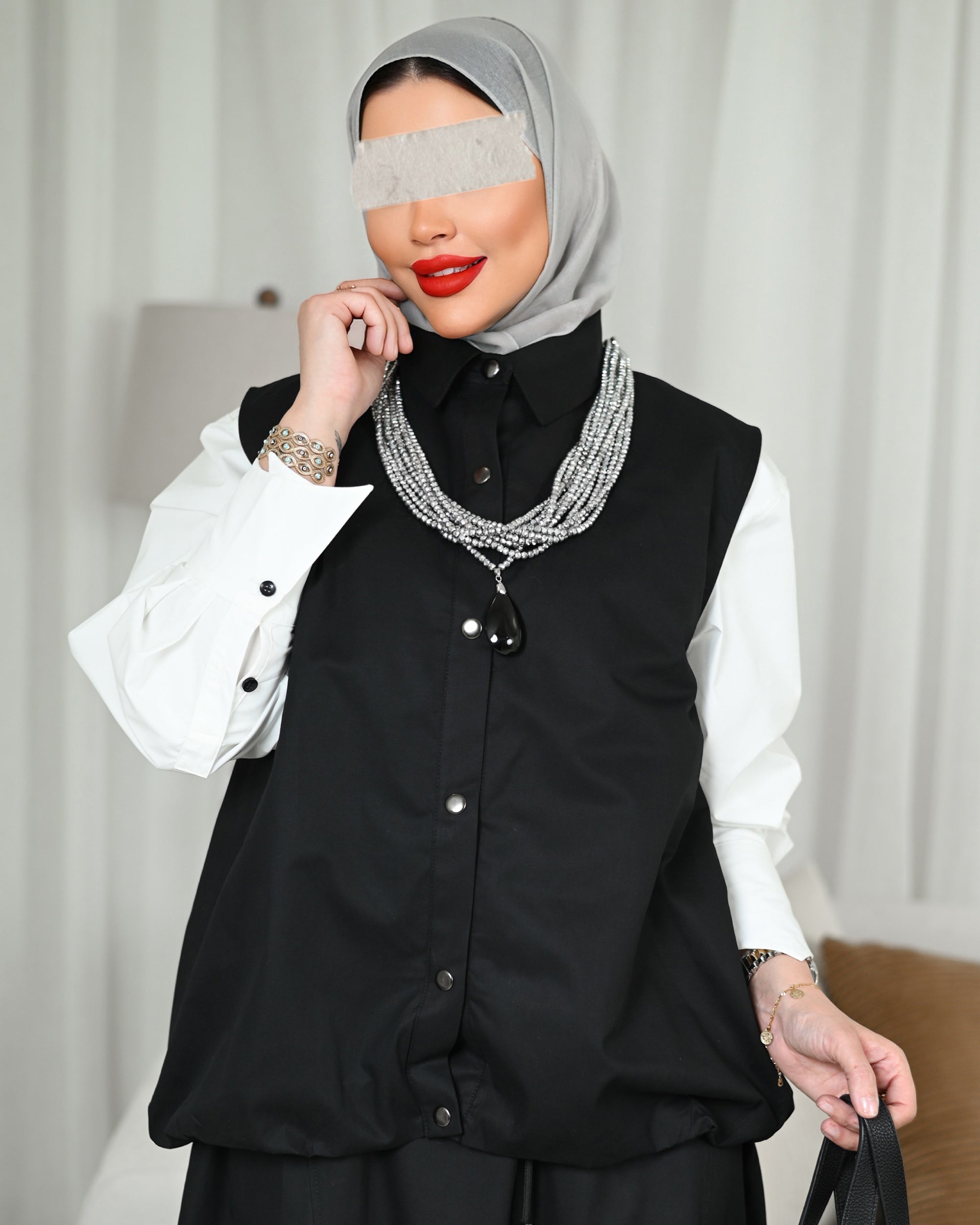 جاكيت جاباردين سوداء كلاسيكية